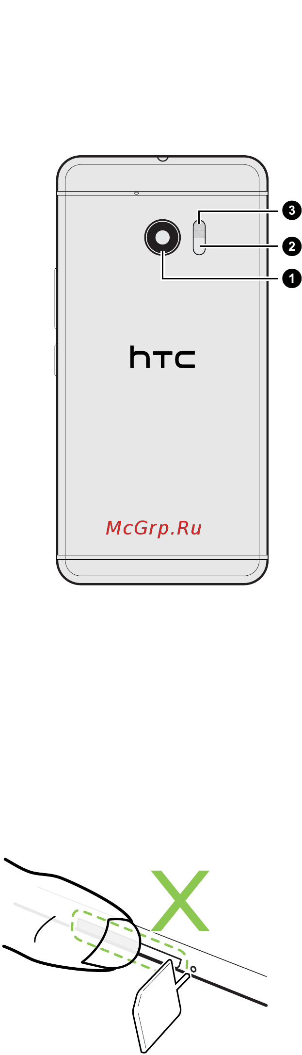 HTC 10 32Gb Glacier Silver [17/194] Слоты с лотками для карт
