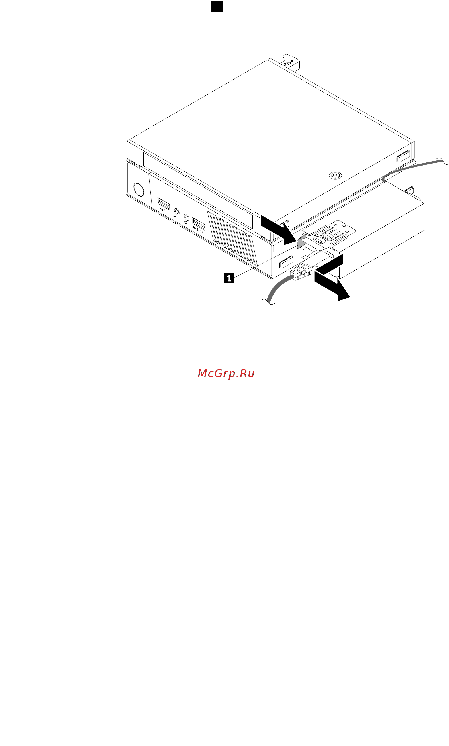 Lenovo ThinkCentre M53 Tiny slim (10DES00A00) [87/156] Установка и снятие адаптера питания переменного тока