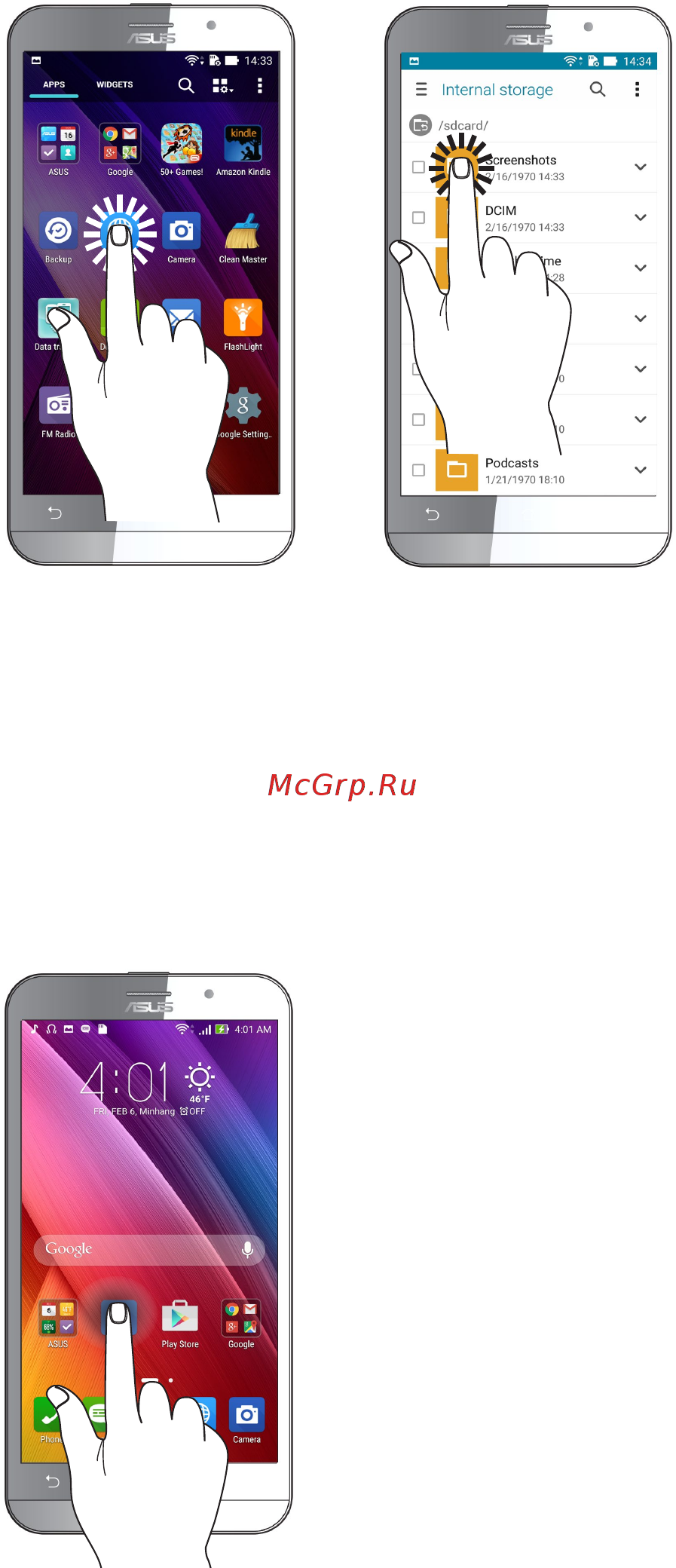 Asus Zenfone 2 Laser ZE550KL 32Gb White (1B249RU) [19/158] Использование сенсорного экрана