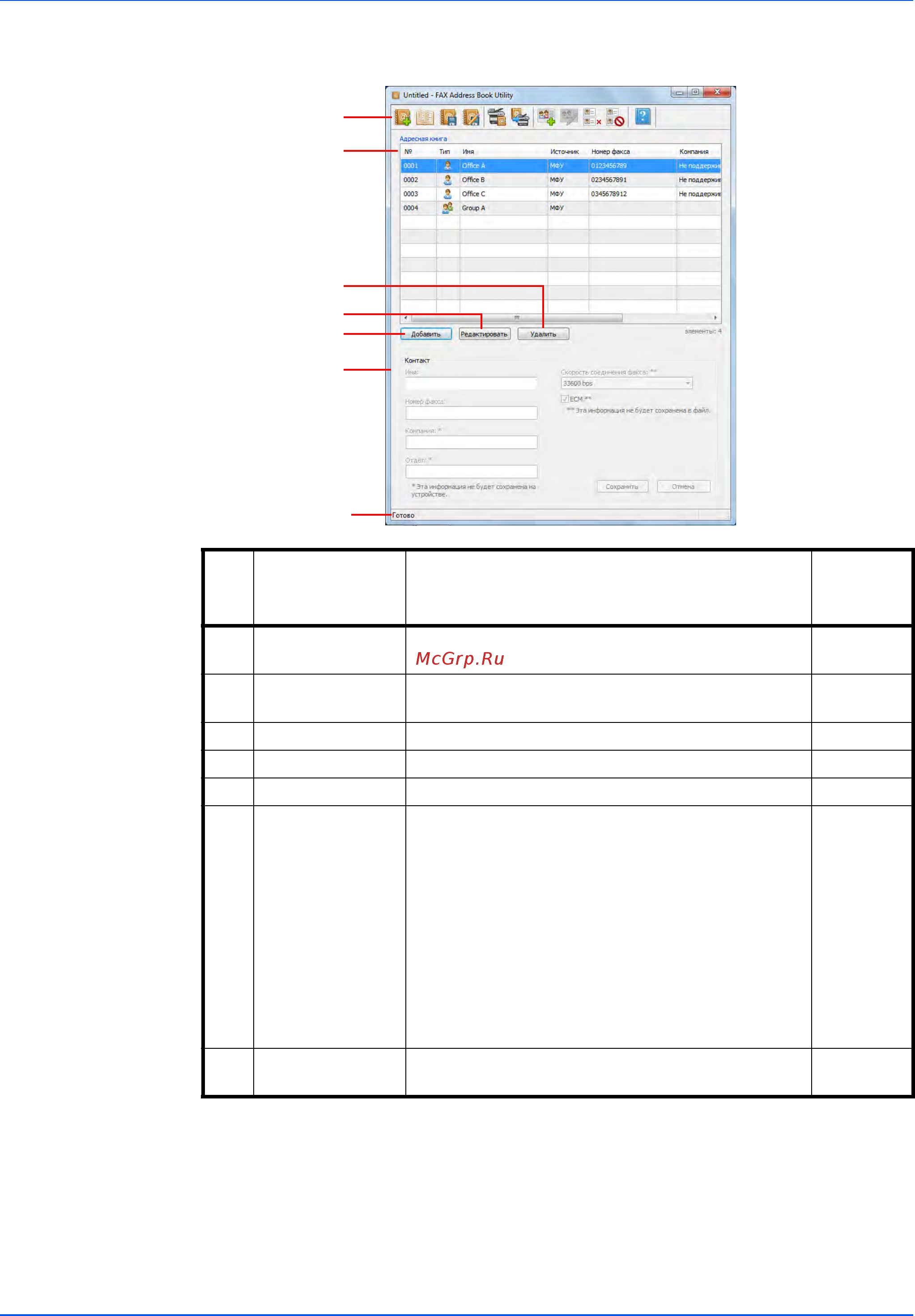 Kyocera ECOSYS FS-1025MFP [65/219] Экран fax address book utility