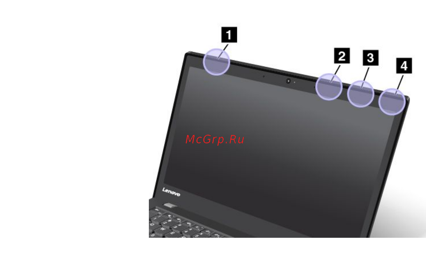Lenovo ThinkPad X1 Carbon 4 (20FCS0VY00) [170/188] Расположение антенн беспроводной связи ultraconnect