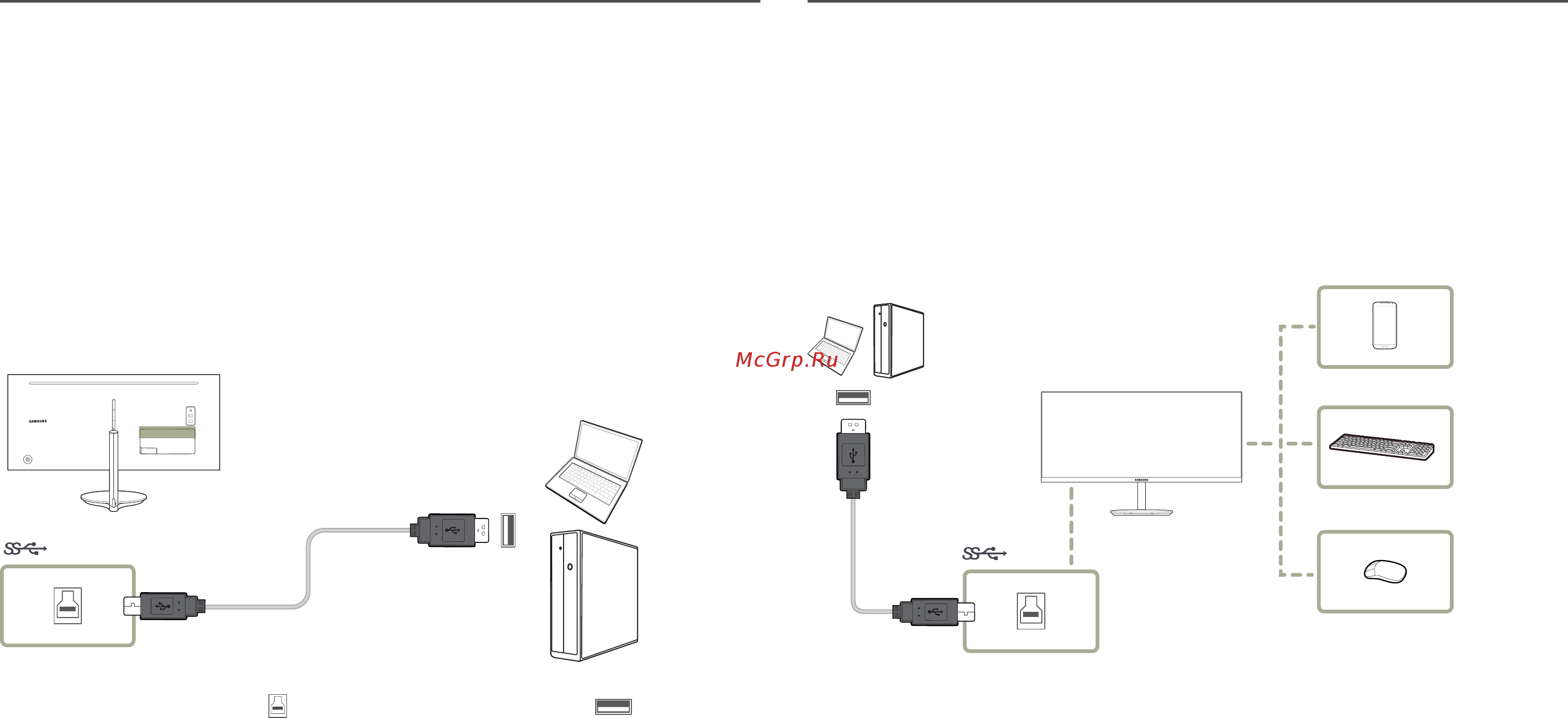 Samsung QLED C34F791WQI [22/45] Подключение монитора к компьютеру в качестве usb концентратора