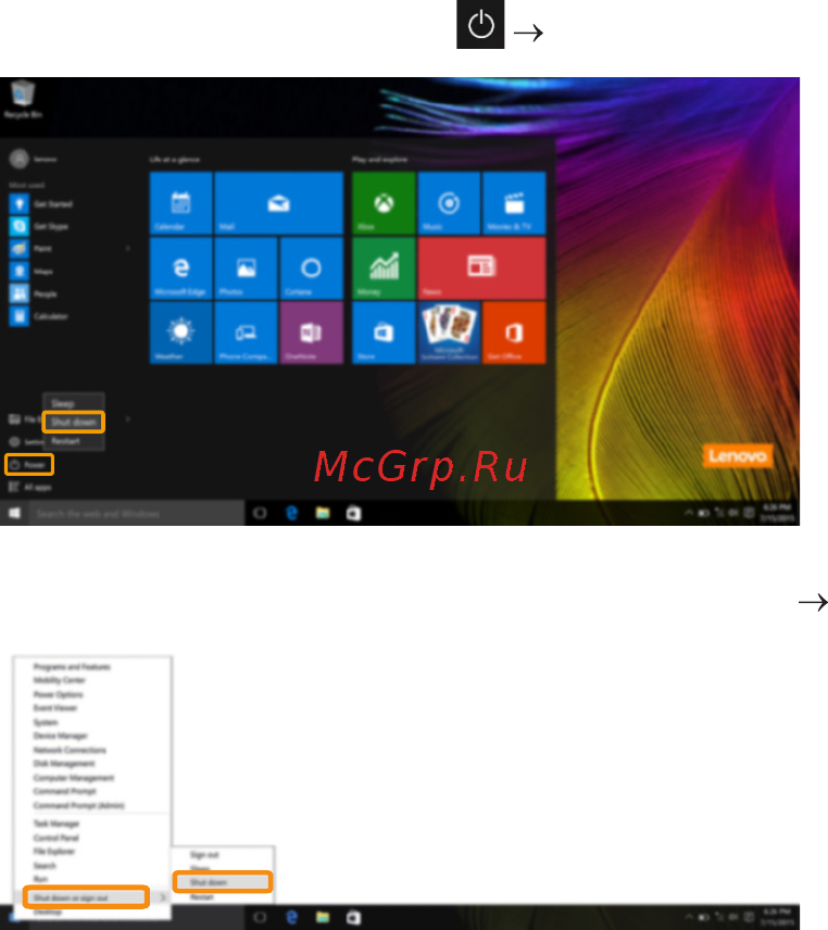 Lenovo IdeaPad Miix 310-10ICR [21/33] Выключение компьютера