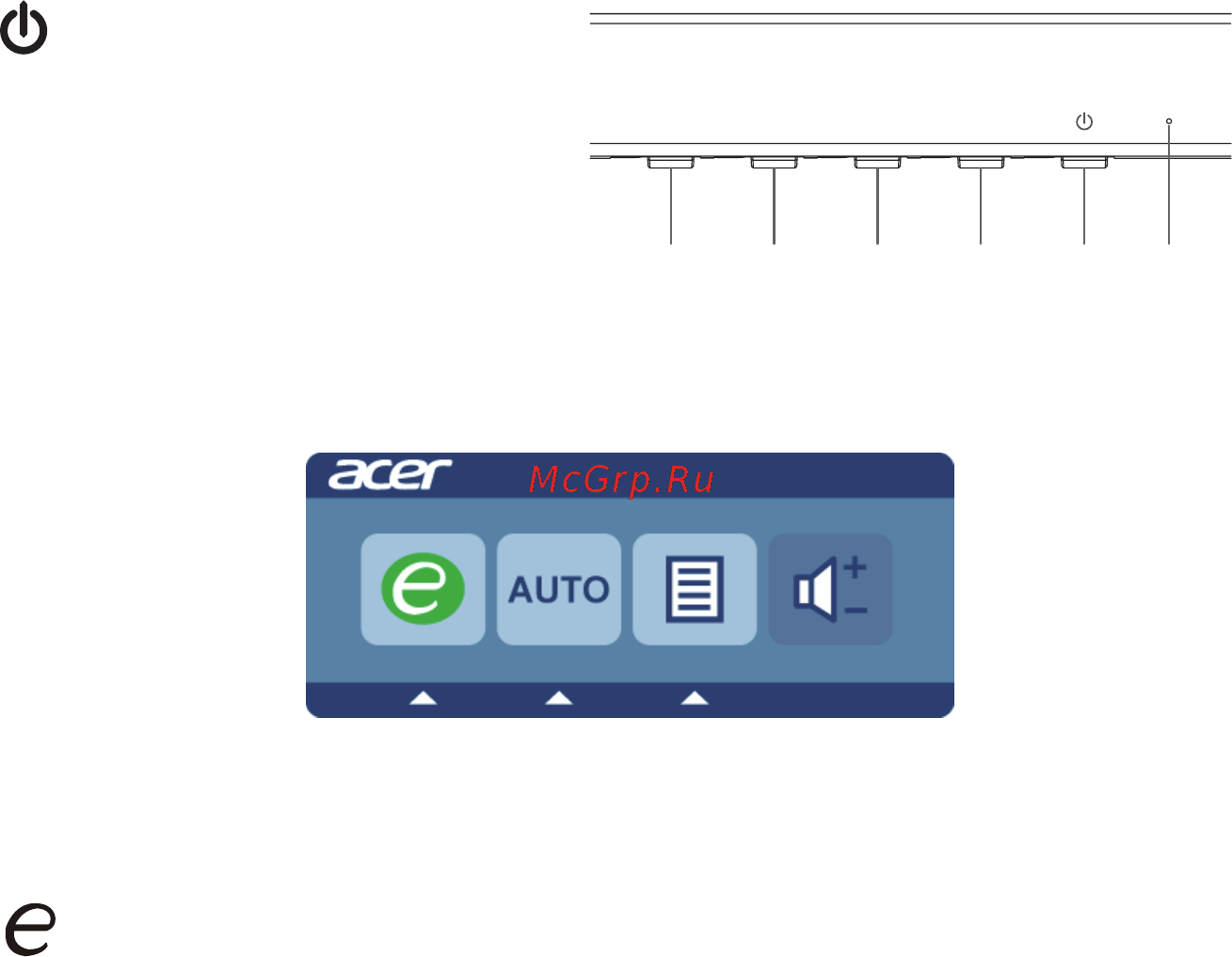 Acer EB192Qb [19/25] Включение или выключение монитора загорается при включении питания