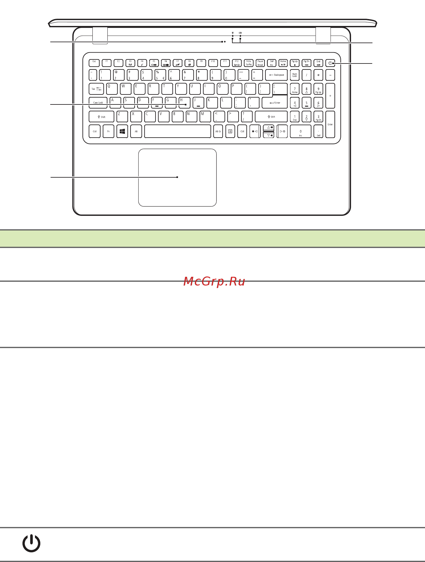 Acer Aspire ES ES1-732-C3ZB NX.GH4ER.011 [11/89] Вид клавиатуры