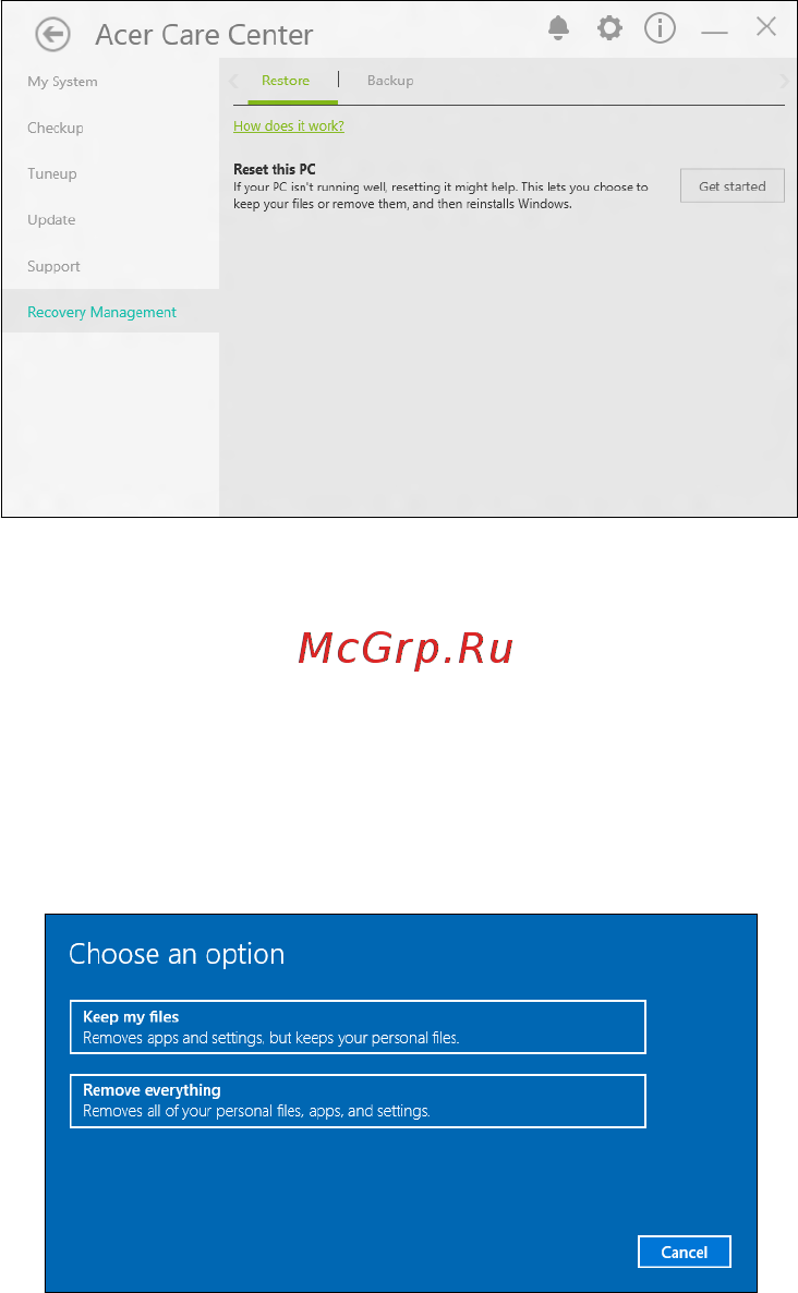Acer TMP238-M-718K [27/93] Сбросить пк и удалить все