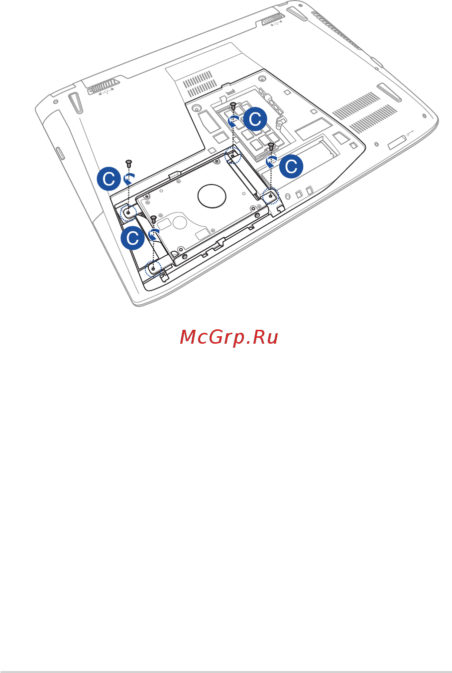 Asus GL552VW-CN479T [94/136] C открутите винты крепящие корзину с жестким диском в отсеке