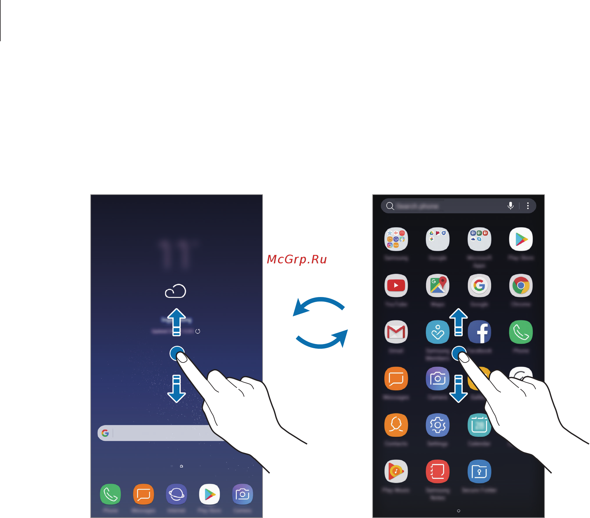 Samsung Galaxy S8+ 128Gb Черный Бриллиант [46/230] Переключение между главным экраном и экраном приложений
