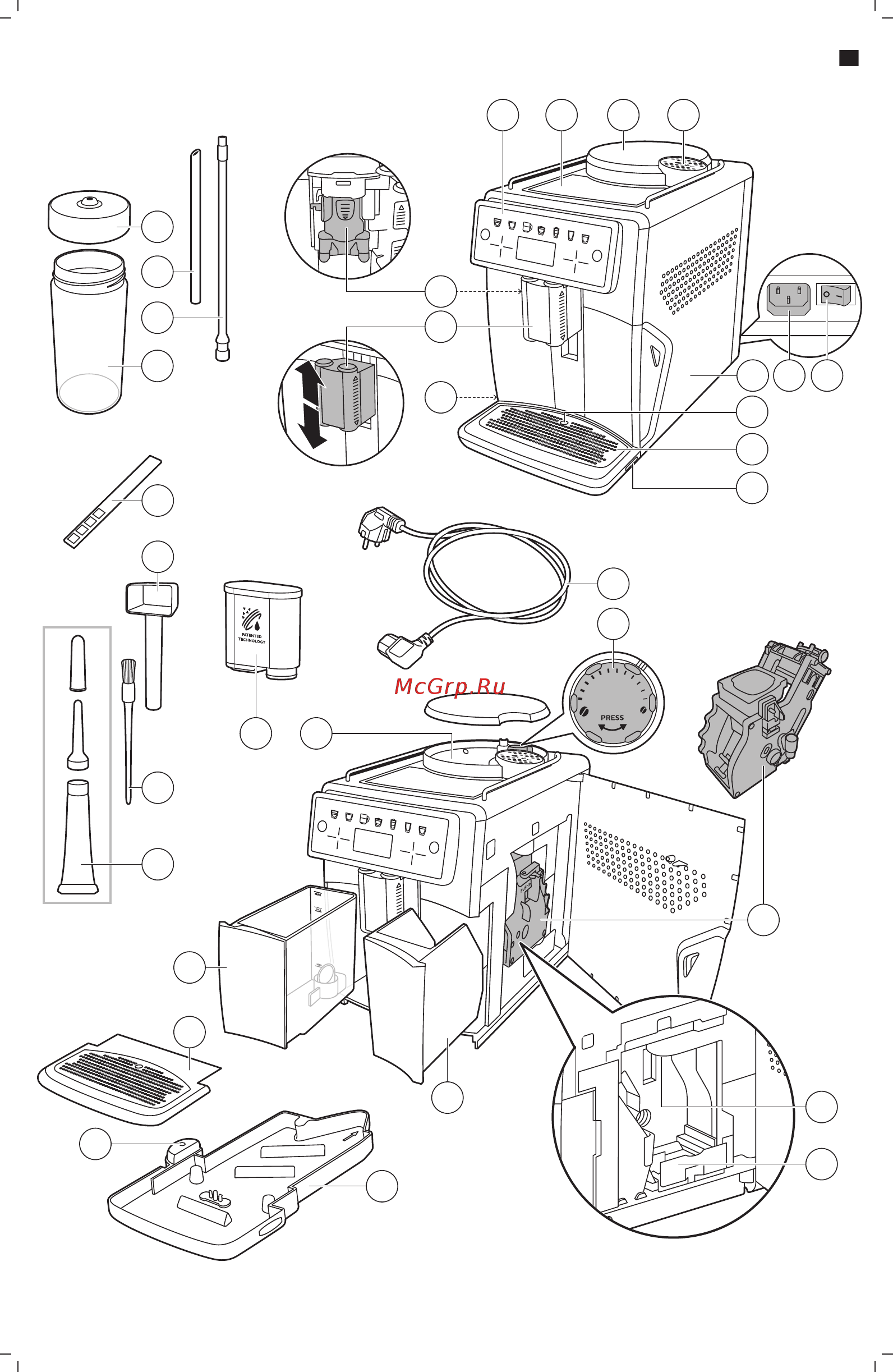 Saeco Xelsis SM7580/00 Инструкция по эксплуатации онлайн [4/23] 586607
