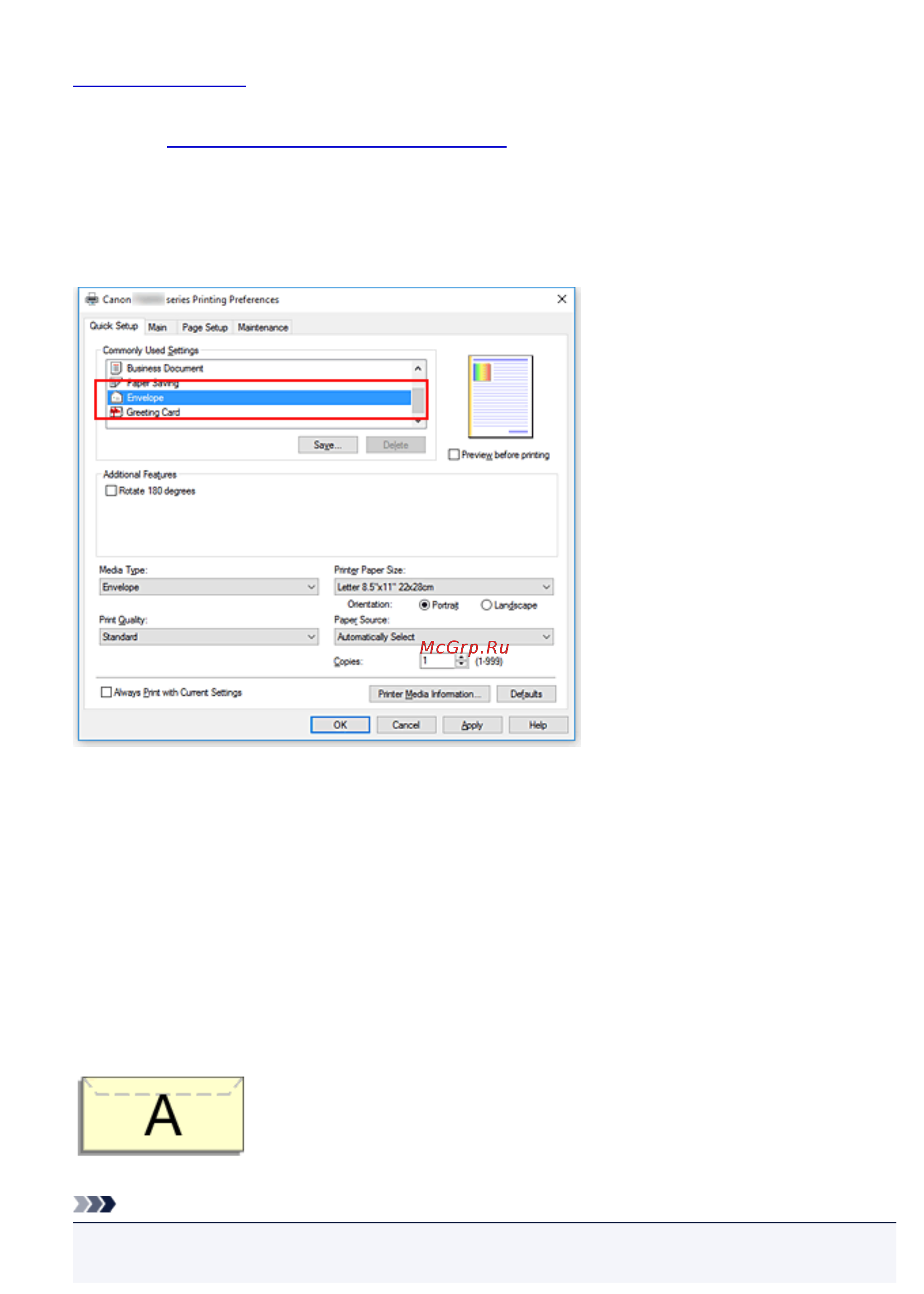 Canon PIXMA TS5140 [214/447] Загрузите конверт в принтер
