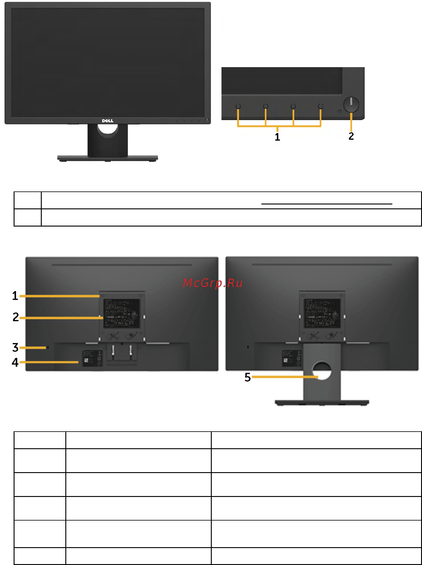 Dell E2218HN [7/48] Обозначение компонентов и элементов управления