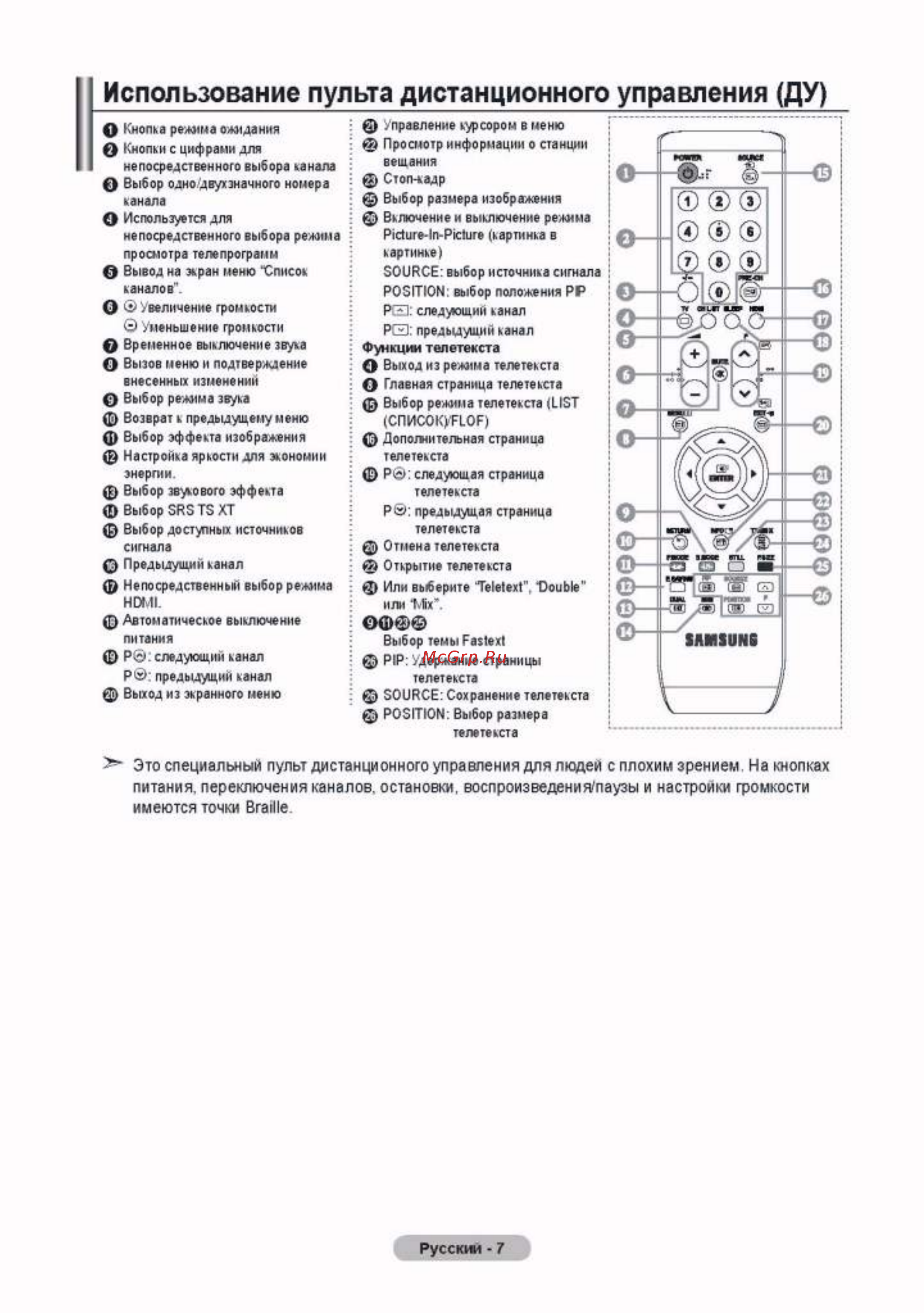 Samsung LE-37 S81 B [9/43] Использование пульта дистанционного управления ду
