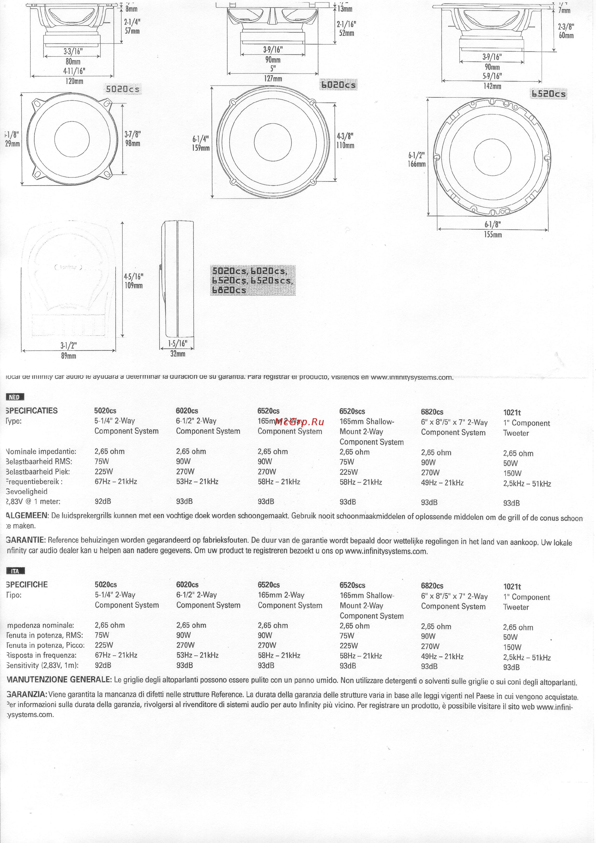Infinity REF 5020 CS Инструкция по эксплуатации онлайн