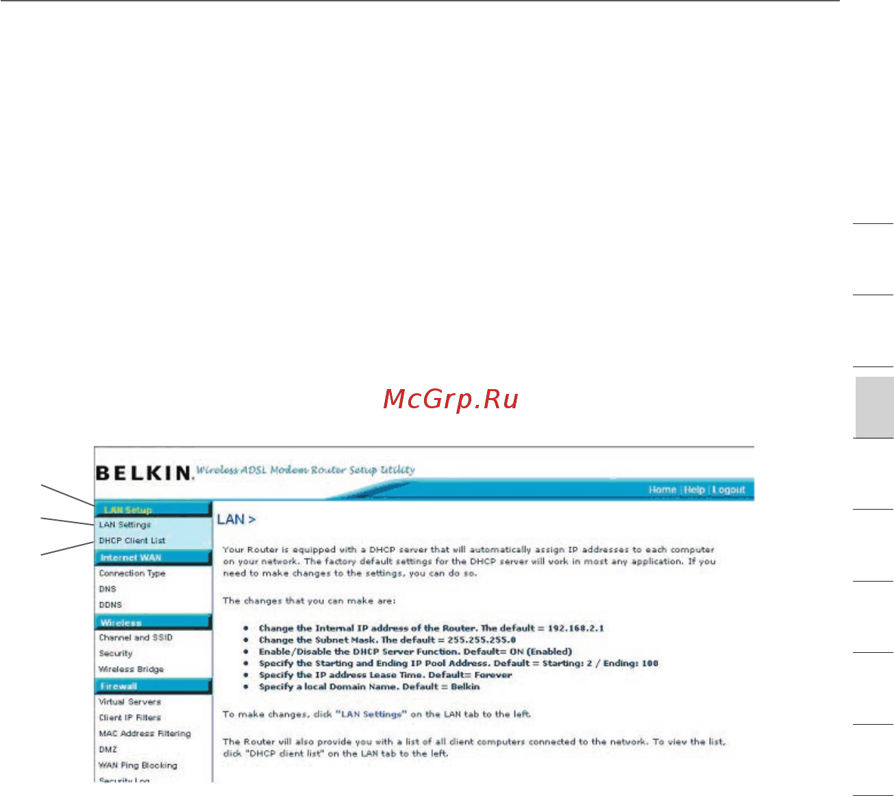 Belkin F5D7632ee4A [17/84] Настройка маршрутизатора вручную