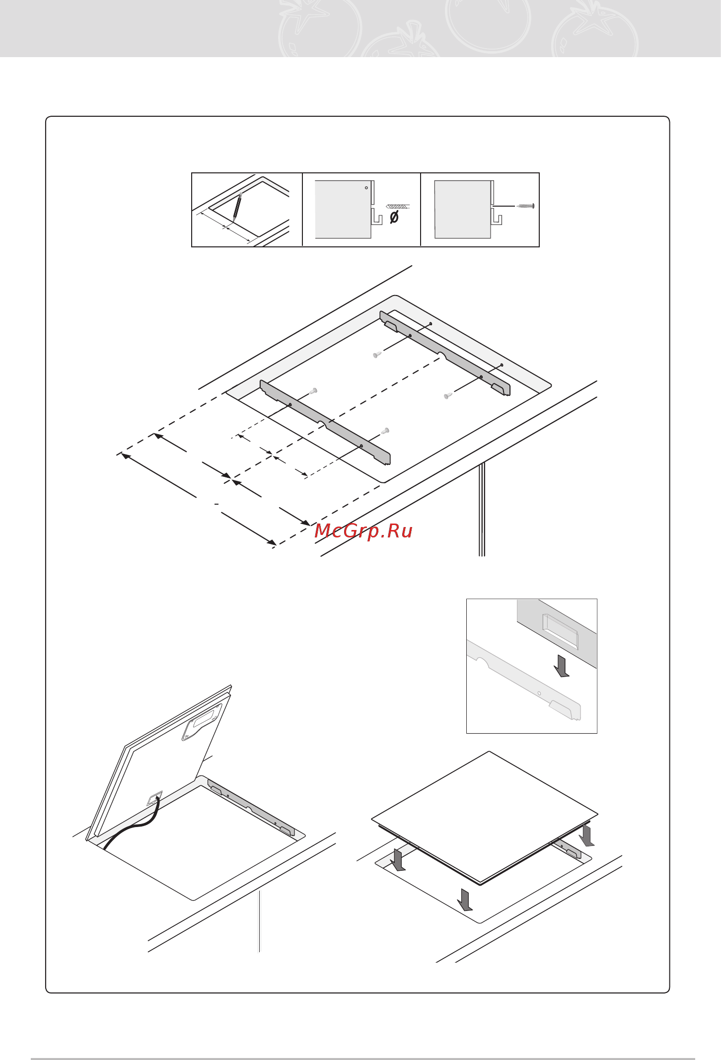 Samsung C61RCASTR [11/36] Установка варочной панели продолжение