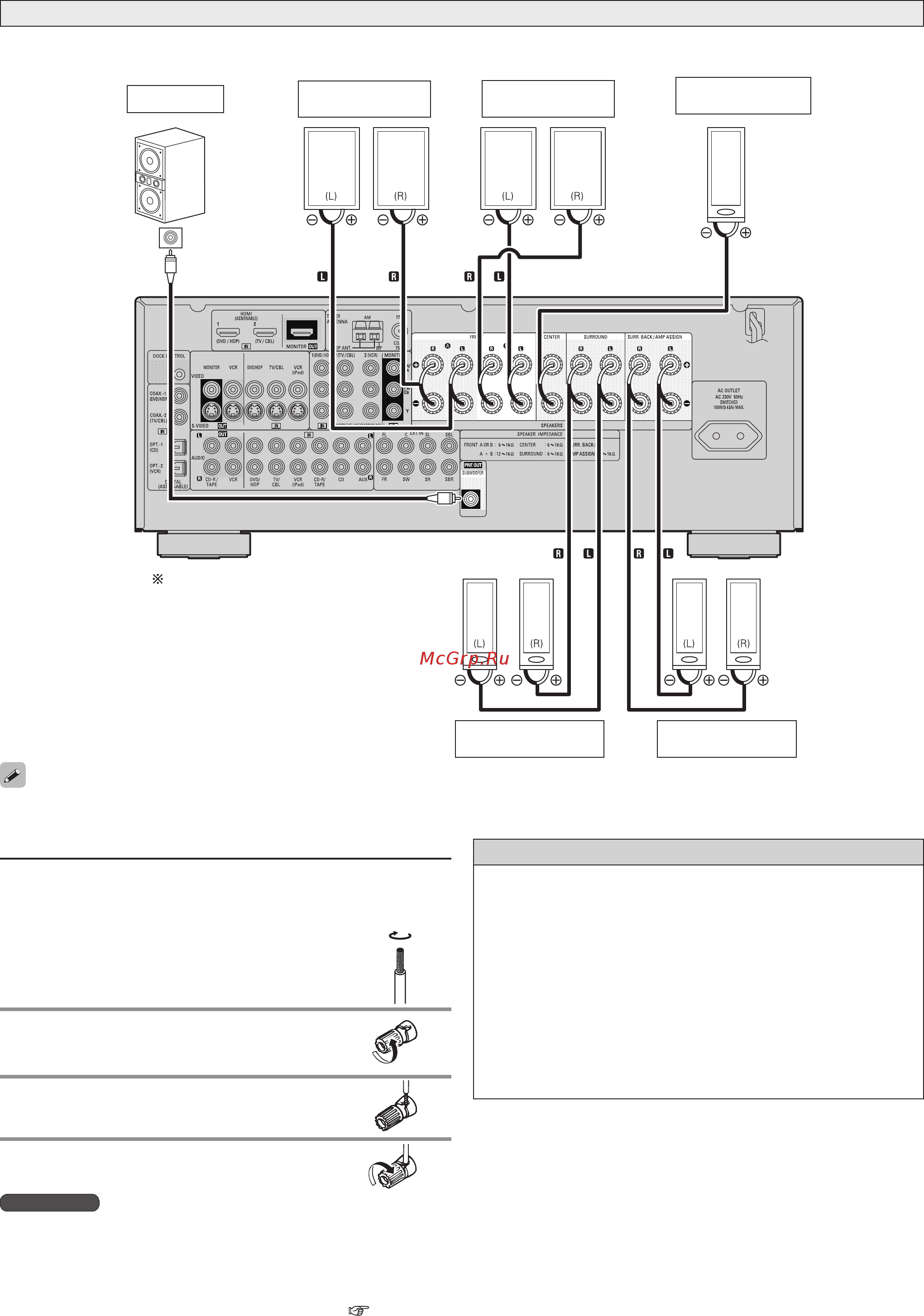 Denon AVR-1708 B [12/60] Подключение акустических систем
