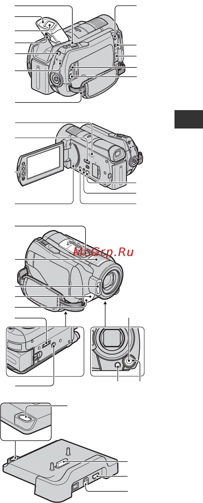 Sony HDR-SR11 E (HD) Black [19/44] Название и функции каждой детали