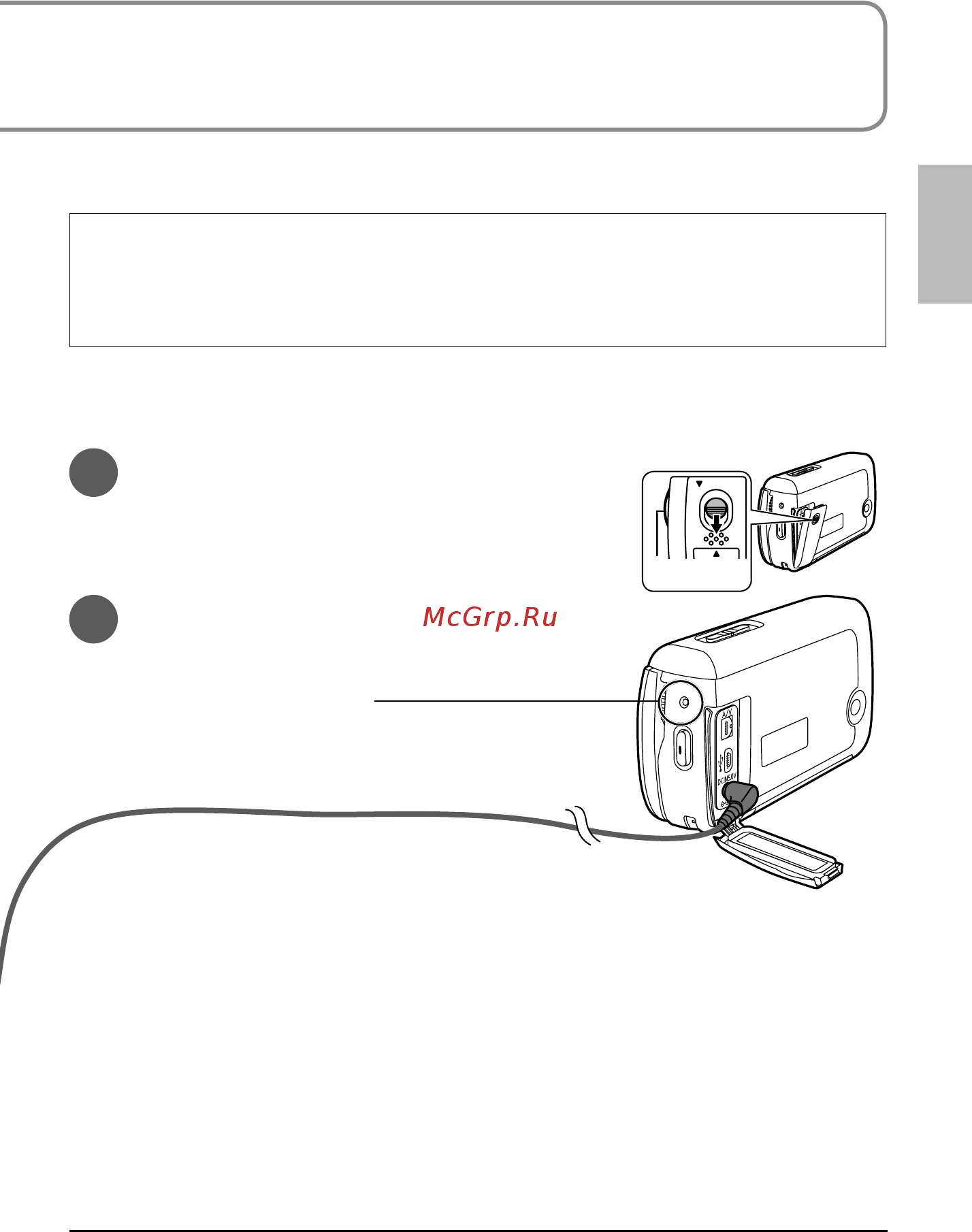Panasonic SDR-SW20EE-R Red [17/96] Вставьте штекер постоянного тока в разъем питания постоянного тока на аппарате