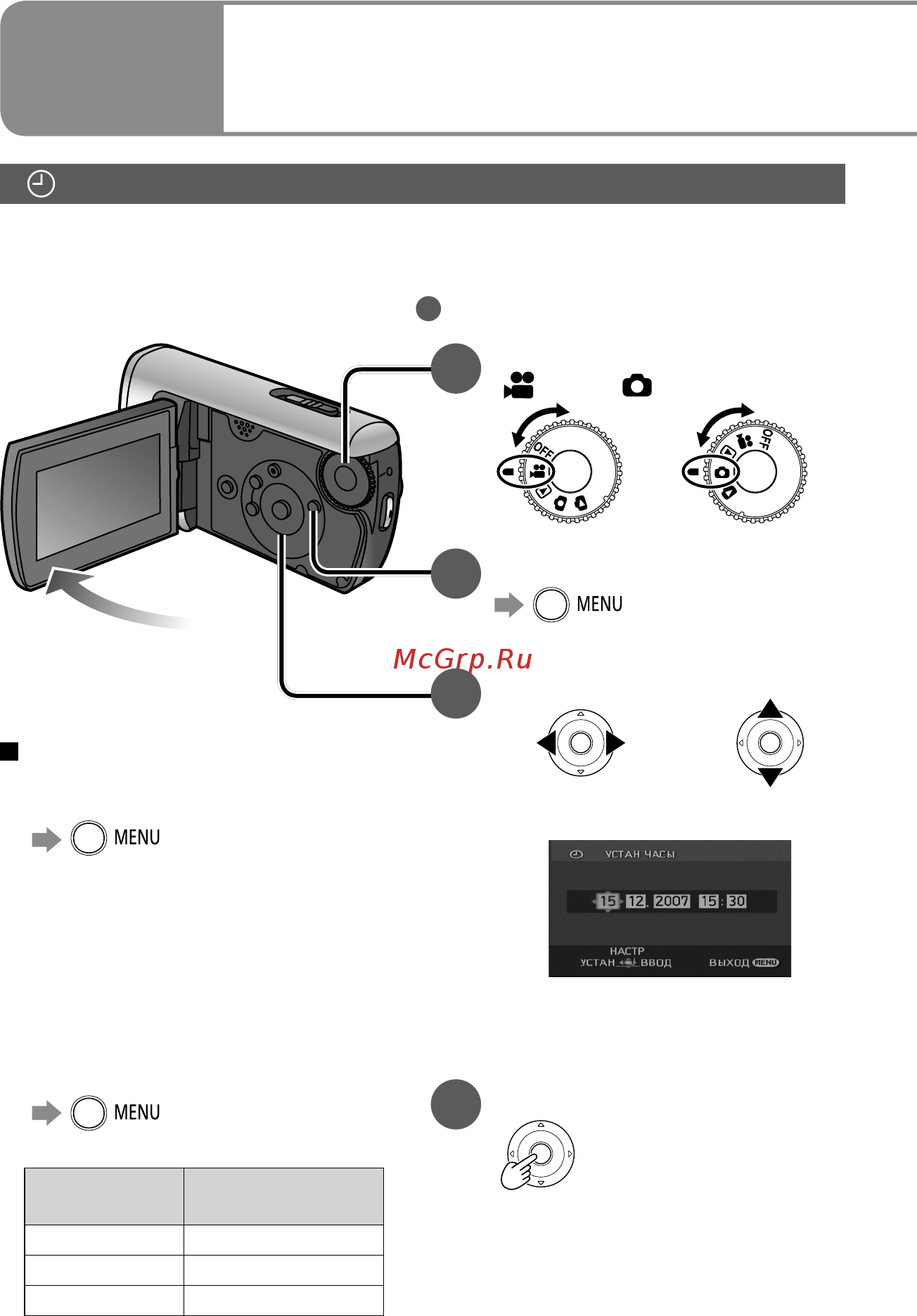 Panasonic SDR-SW20EE-R Red [24/96] Установка даты и времени