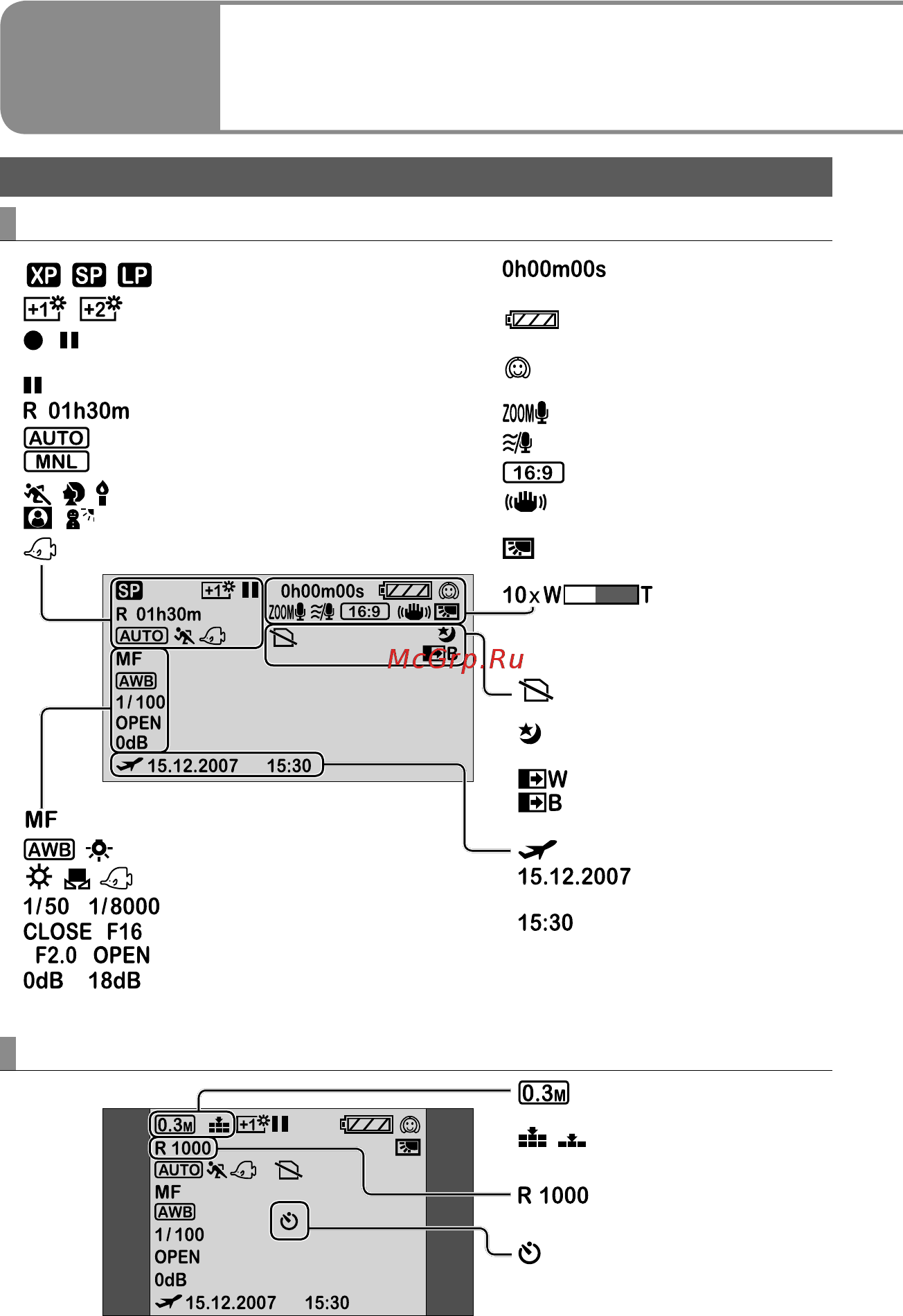 Panasonic SDR-SW20EE-R Red [80/96] Индикации жкд