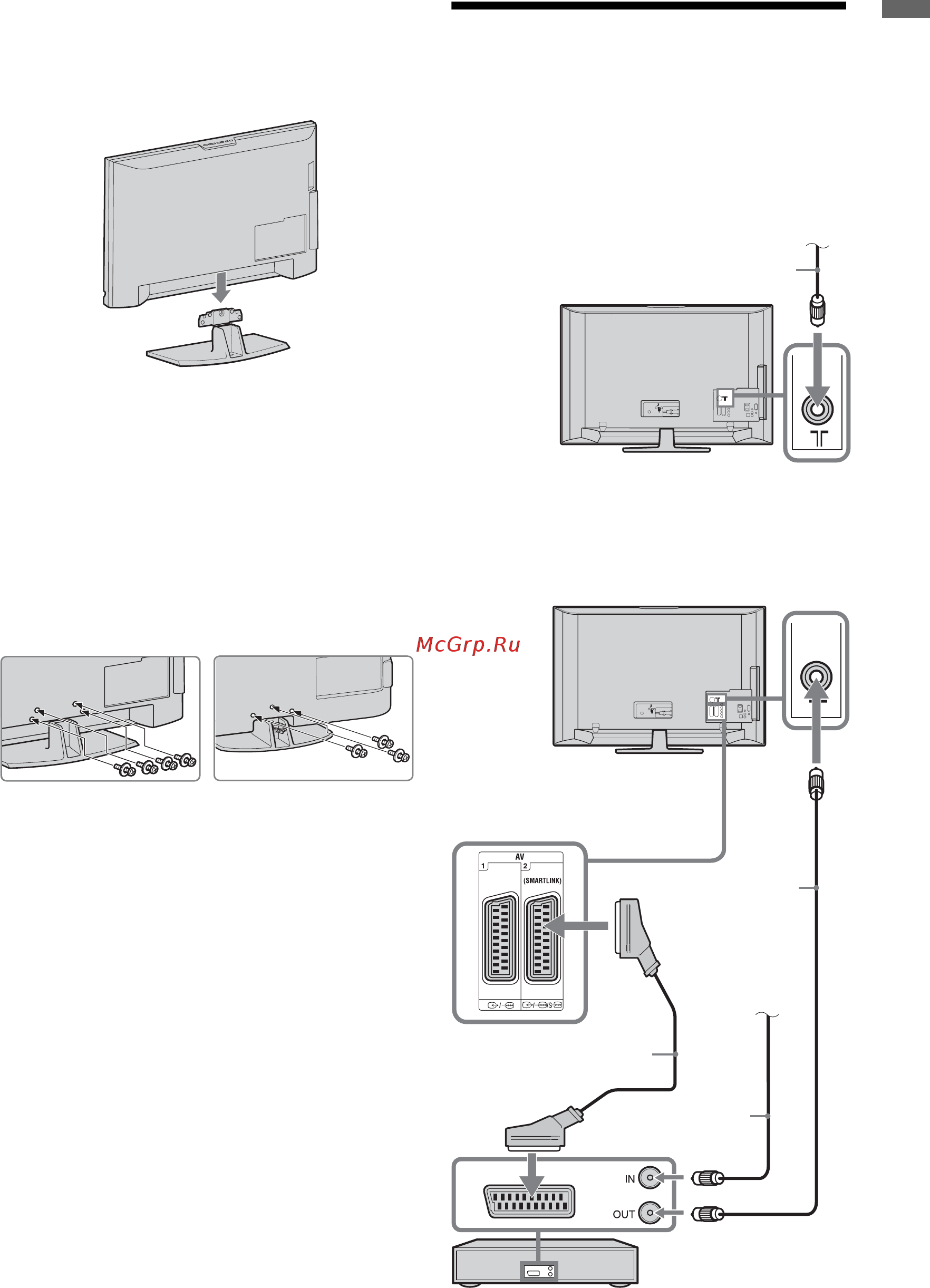 Sony KDL-32 W4000 [5/36] Подключение антенны видеомагнитофона пишущего dvd проигрывателя