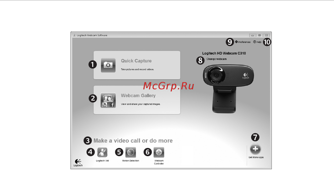 Logitech C310 Black (960-000638) [28/94] Poruszanie się po oprogramowaniu logitech webcam software