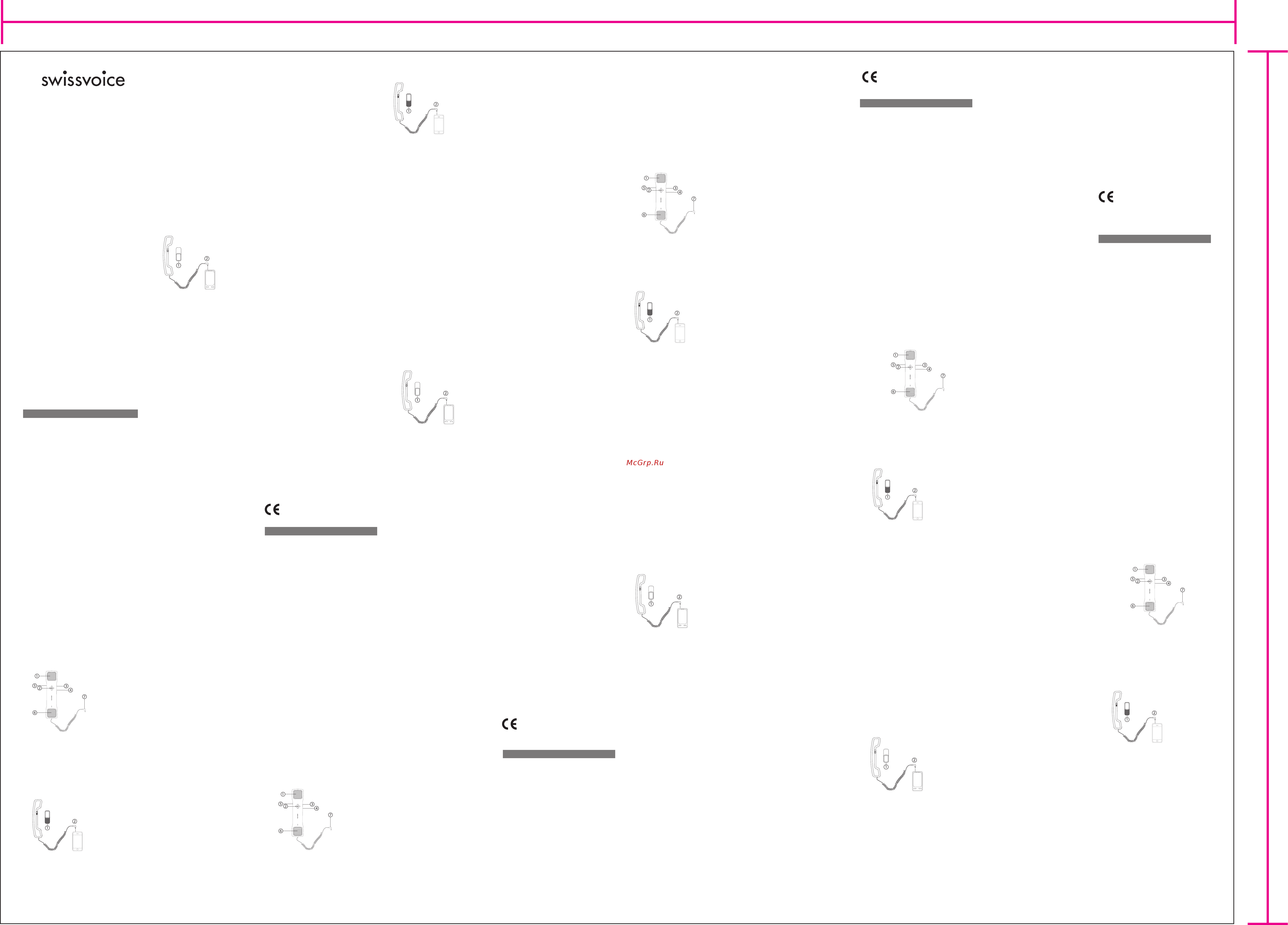 Swissvoice CH05 White/Pink Инструкция по эксплуатации онлайн
