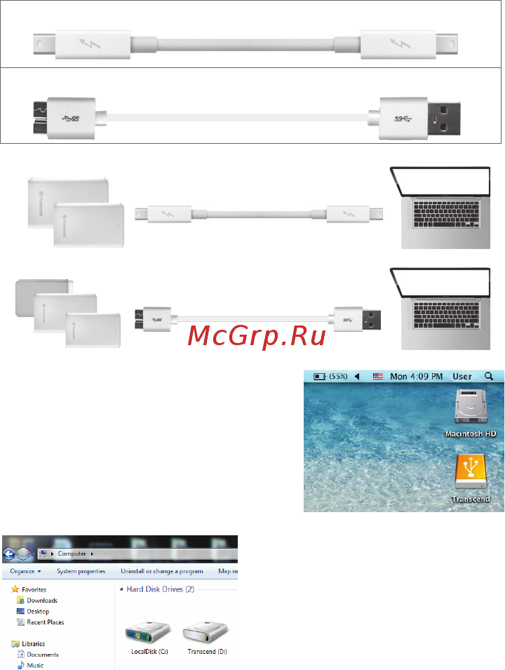 Transcend StoreJet 500 512 GB (TS512GSJM500) [2/2] Подключение к компьютеру