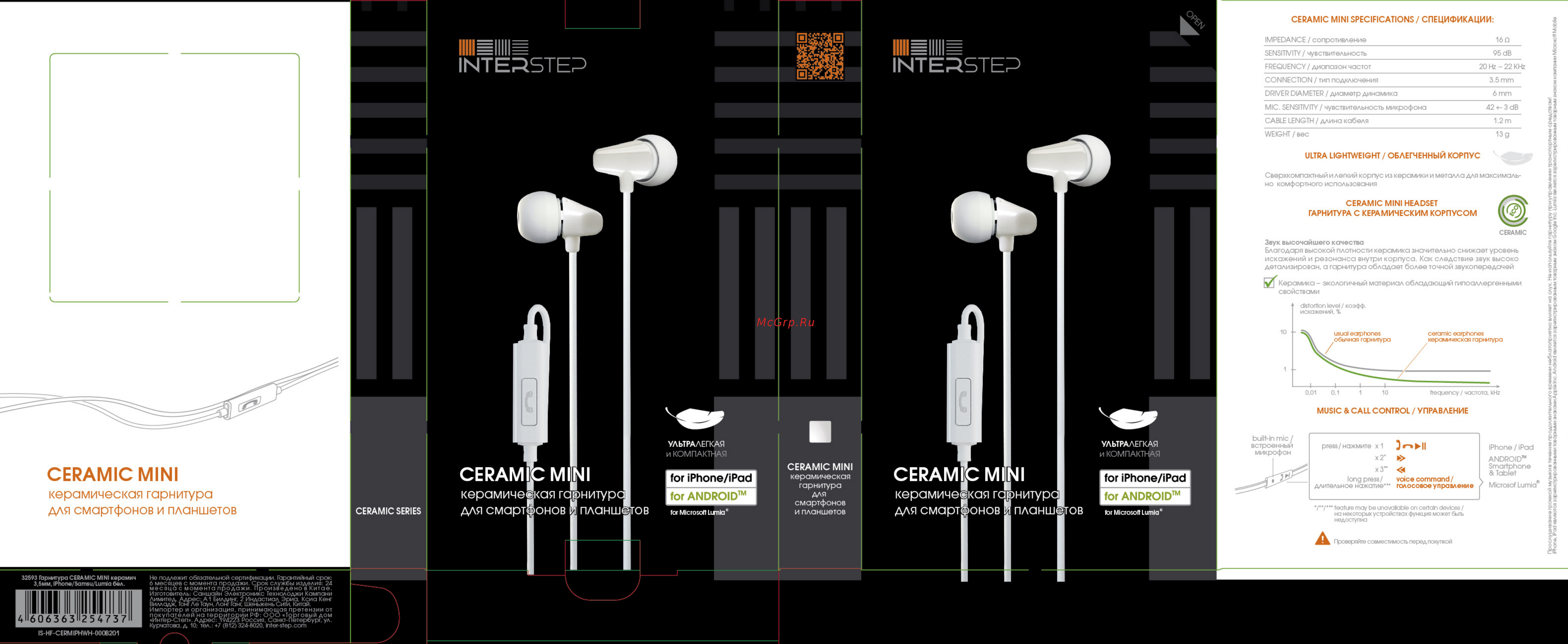 Interstep Ceramic Mini White (IS-HF-CERMIPHWH-000B201) Инструкция по эксплуатации онлайн