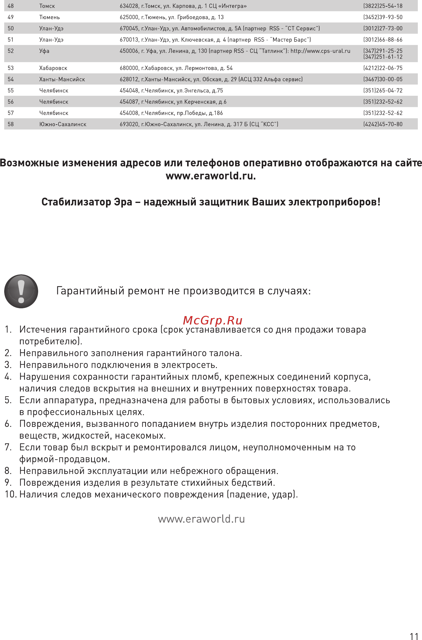 Era STA-W-10000 Б0002817 [11/12] Потребителю