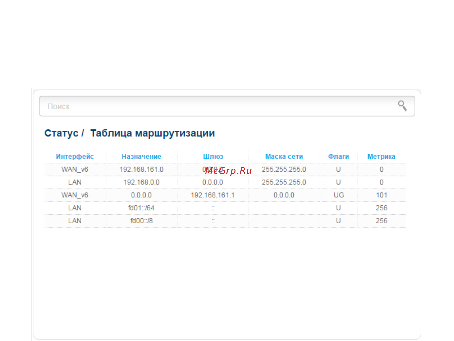 D-Link DIR-825/AC/E1A [84/234] Таблица маршрутизации