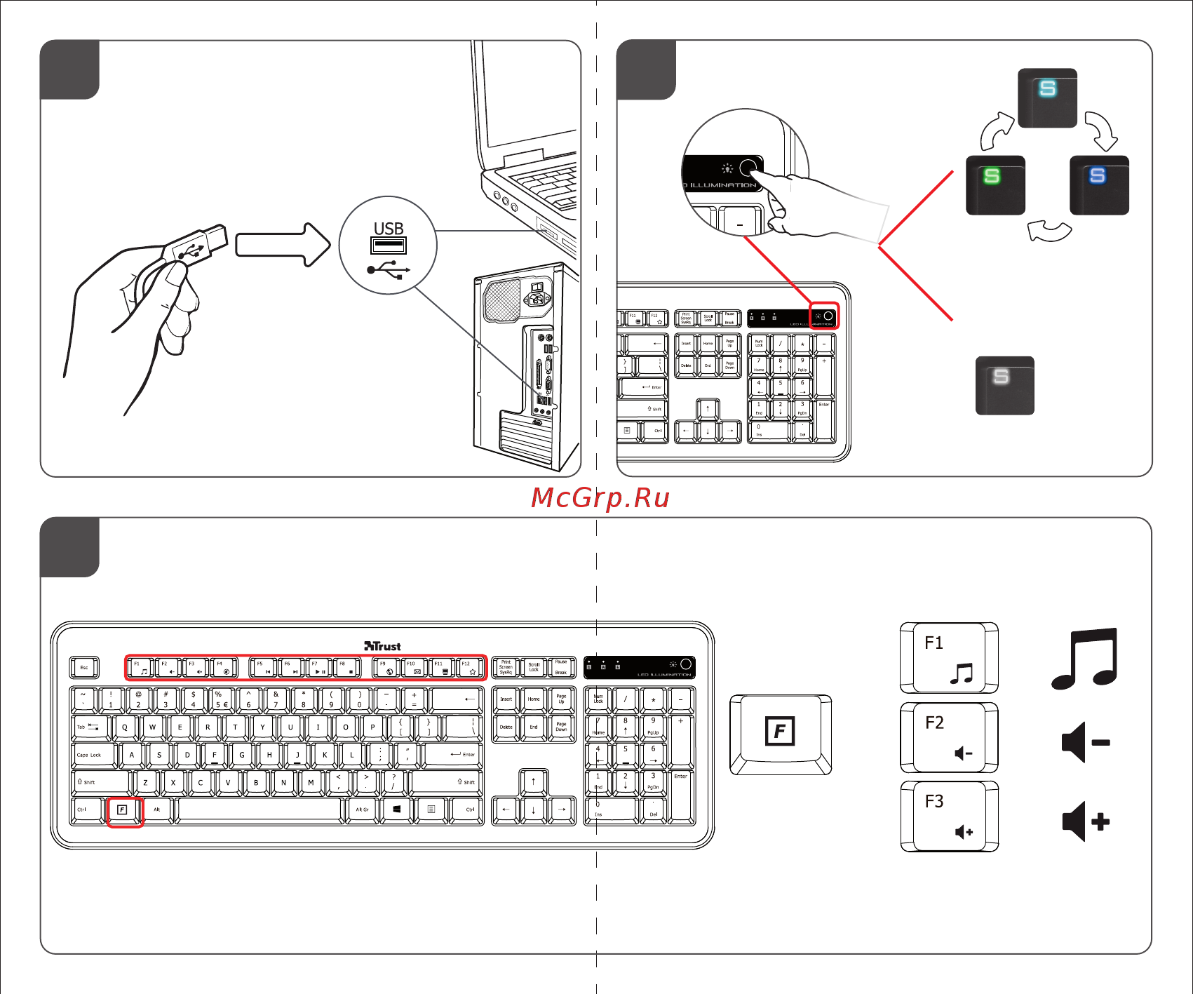 Trust eLight LED Illuminated Keyboard (17372) Инструкция по эксплуатации онлайн [2/2] 249800