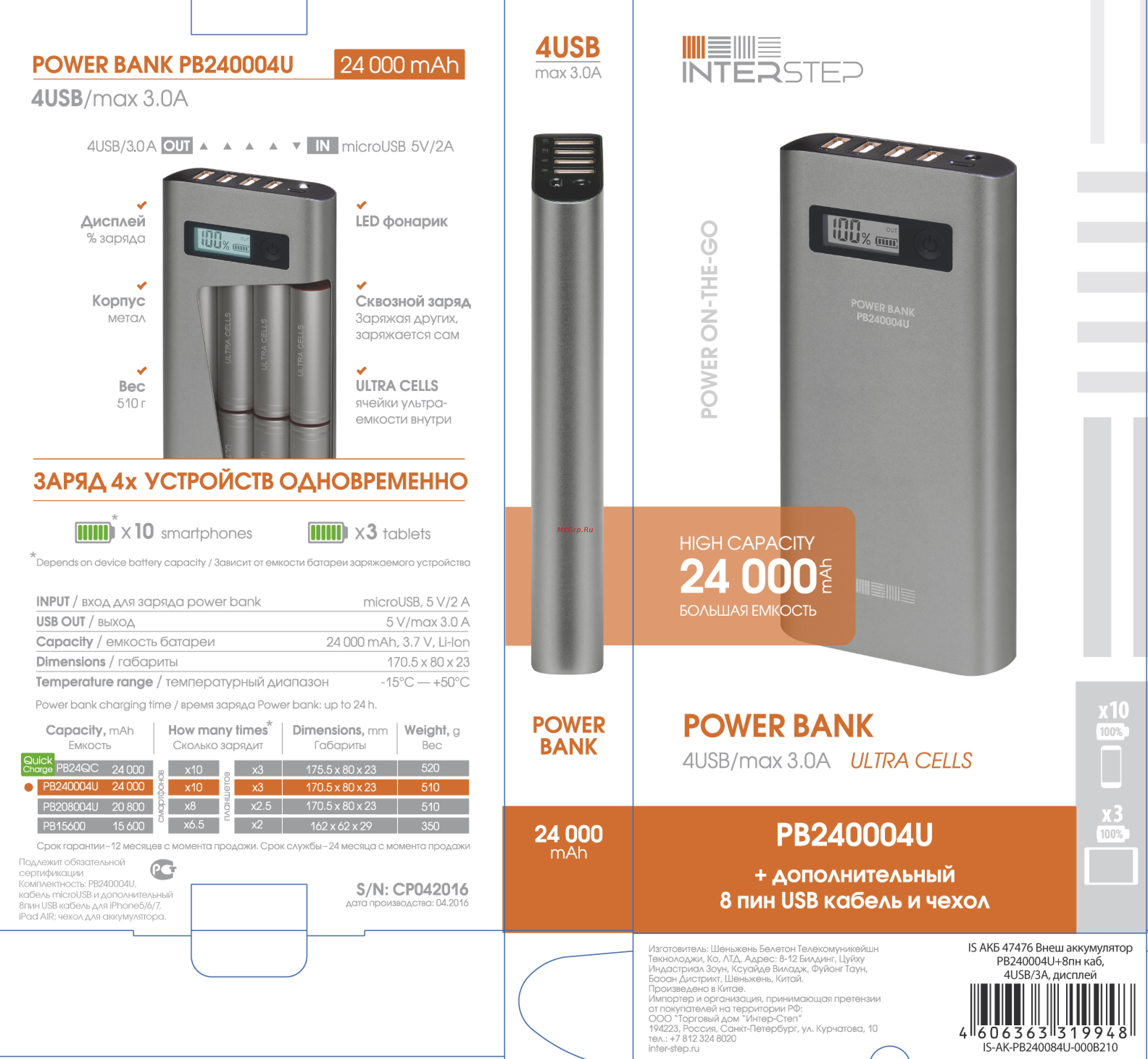 Inter-Step PB240004U (IS-AK-PB240084U-000B210) 24000 mAh Инструкция по эксплуатации онлайн