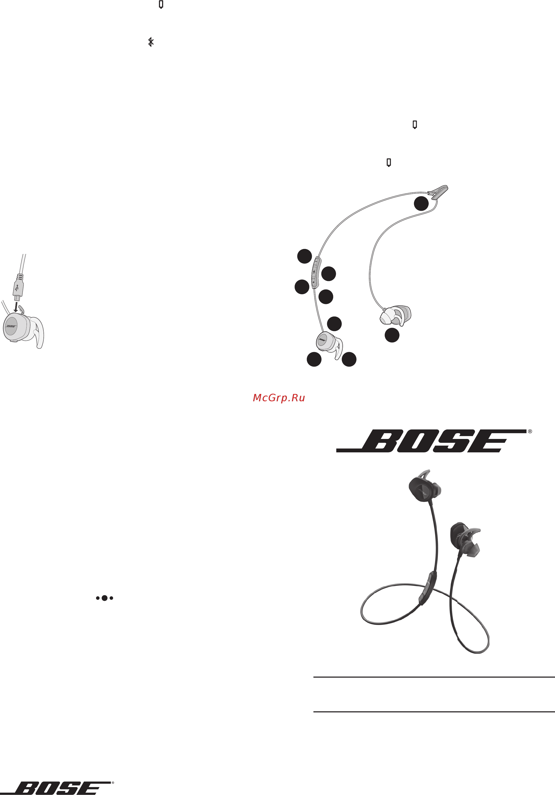 Bose SoundSport Black WW Инструкция по эксплуатации онлайн