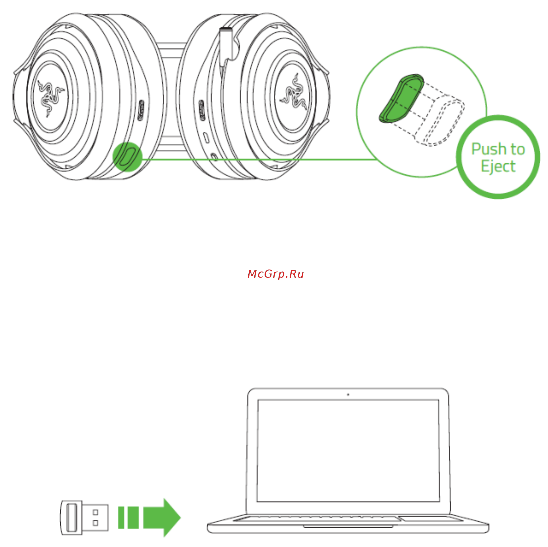 Razer ManO\'War (RZ04-01490100-R3G1) [12/32] Использование беспроводного usb трансивера