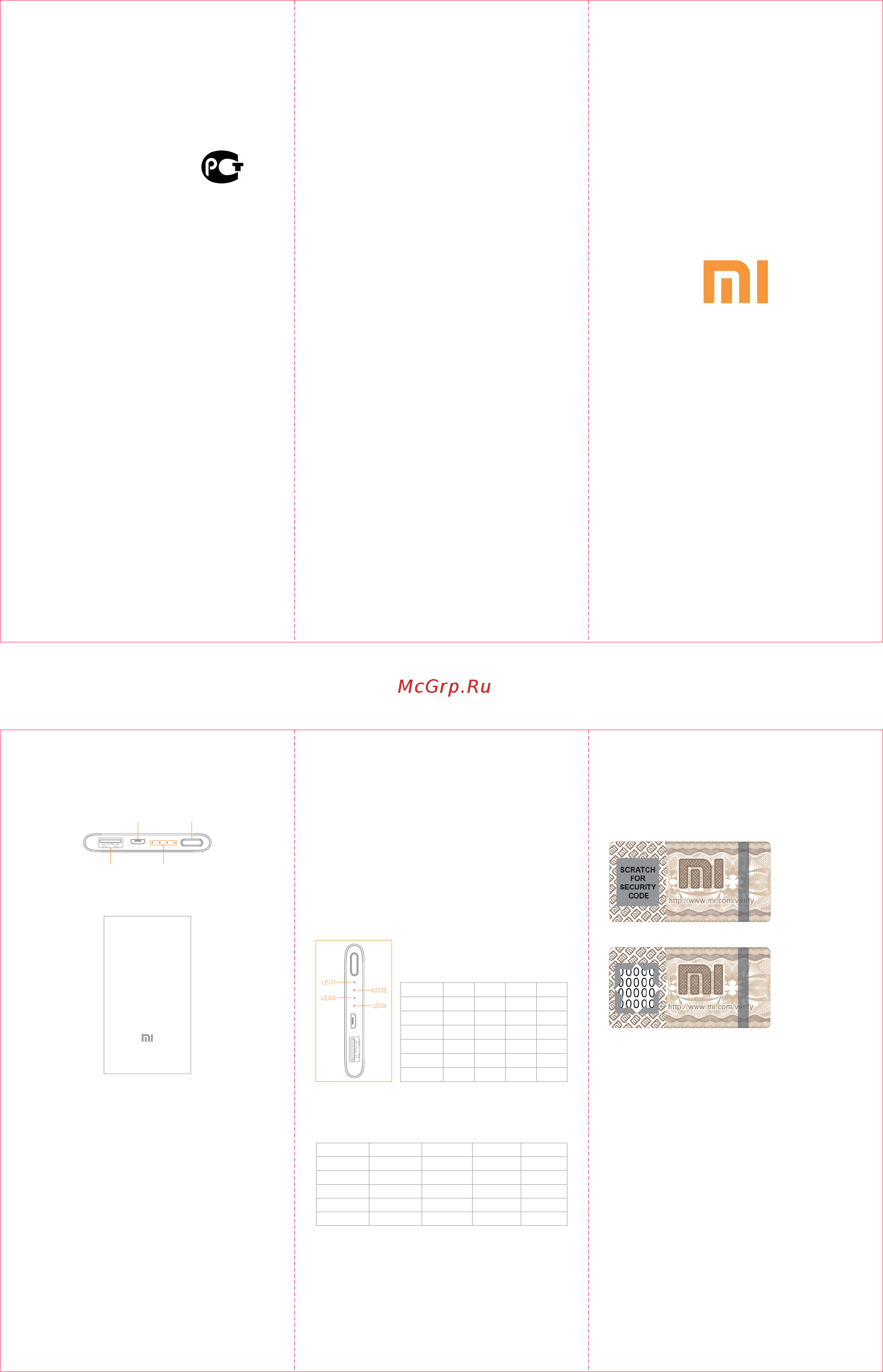 Xiaomi Mi Power Bank 5000мАч Инструкция по эксплуатации онлайн