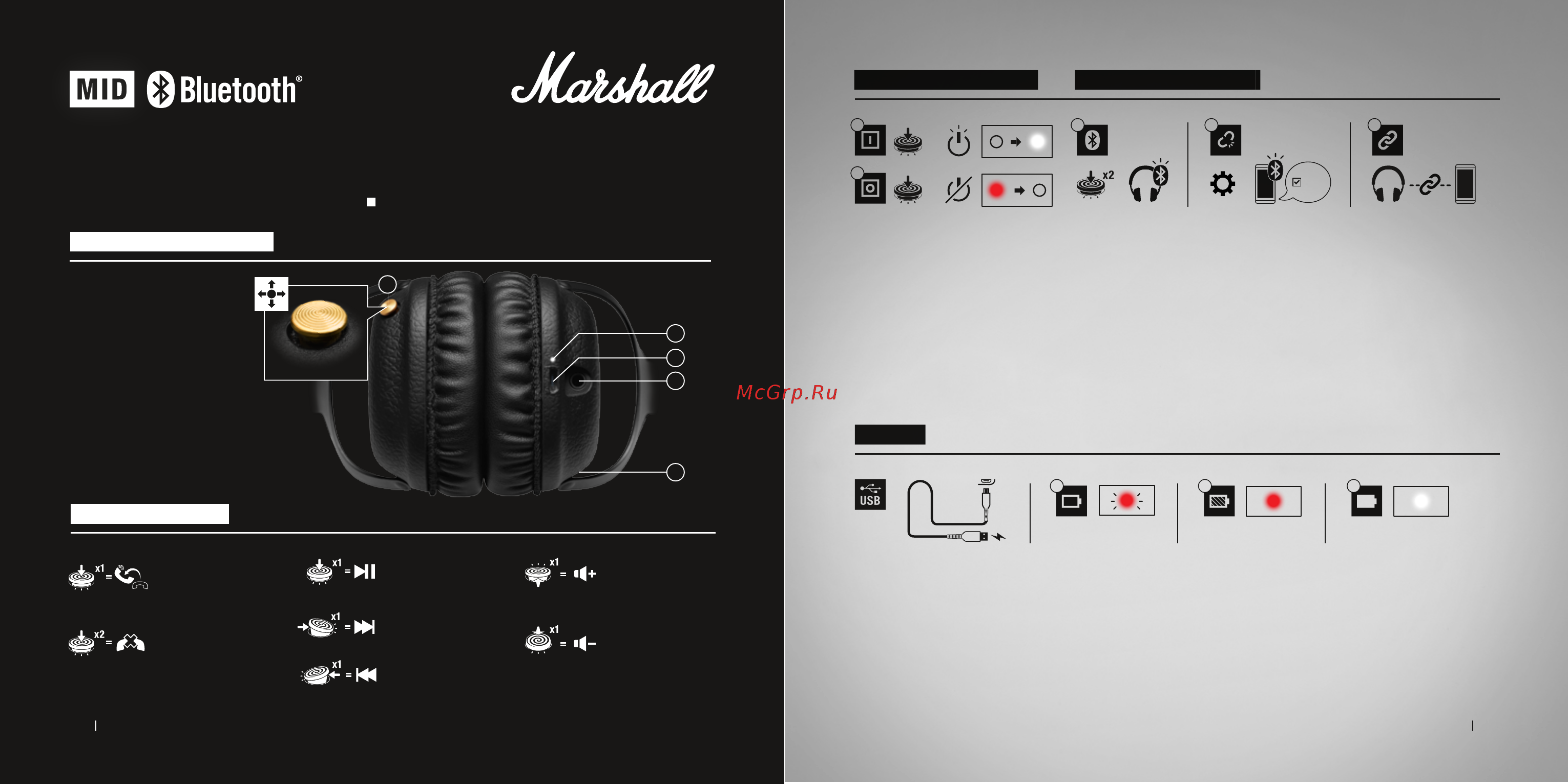 Marshall Mid Bluetooth Black Инструкция по эксплуатации онлайн