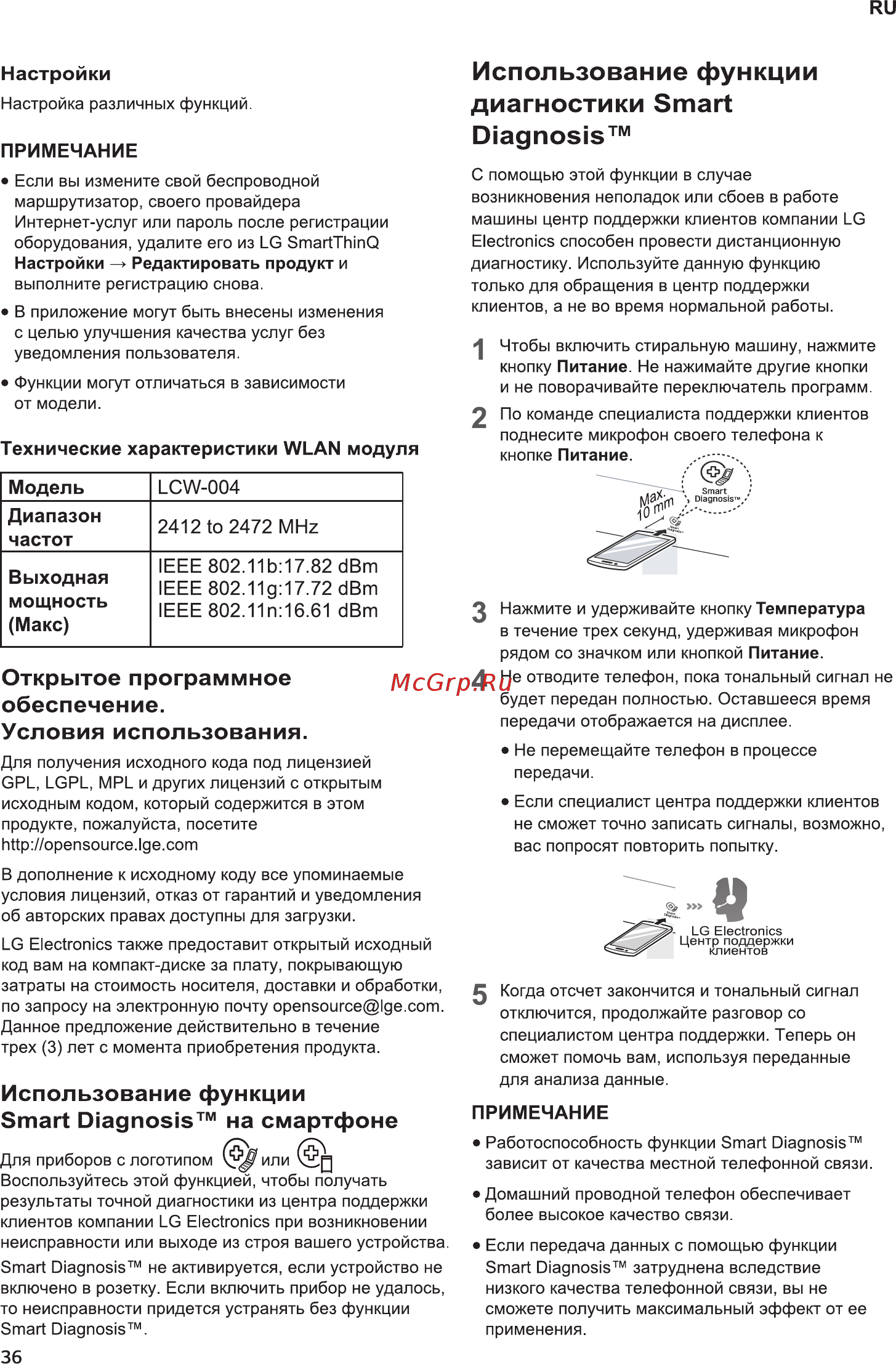 LG F2J9HS2L [36/52] Использование функции диагностики smart diagnosis