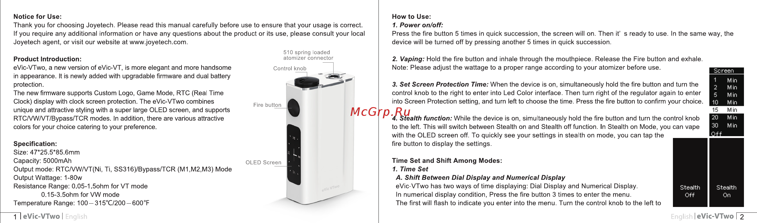 Joyetech eVic VTwo, 5000 mAh, 80w, с клиромайзером Cubis Pro, белый Инструкция по эксплуатации онлайн