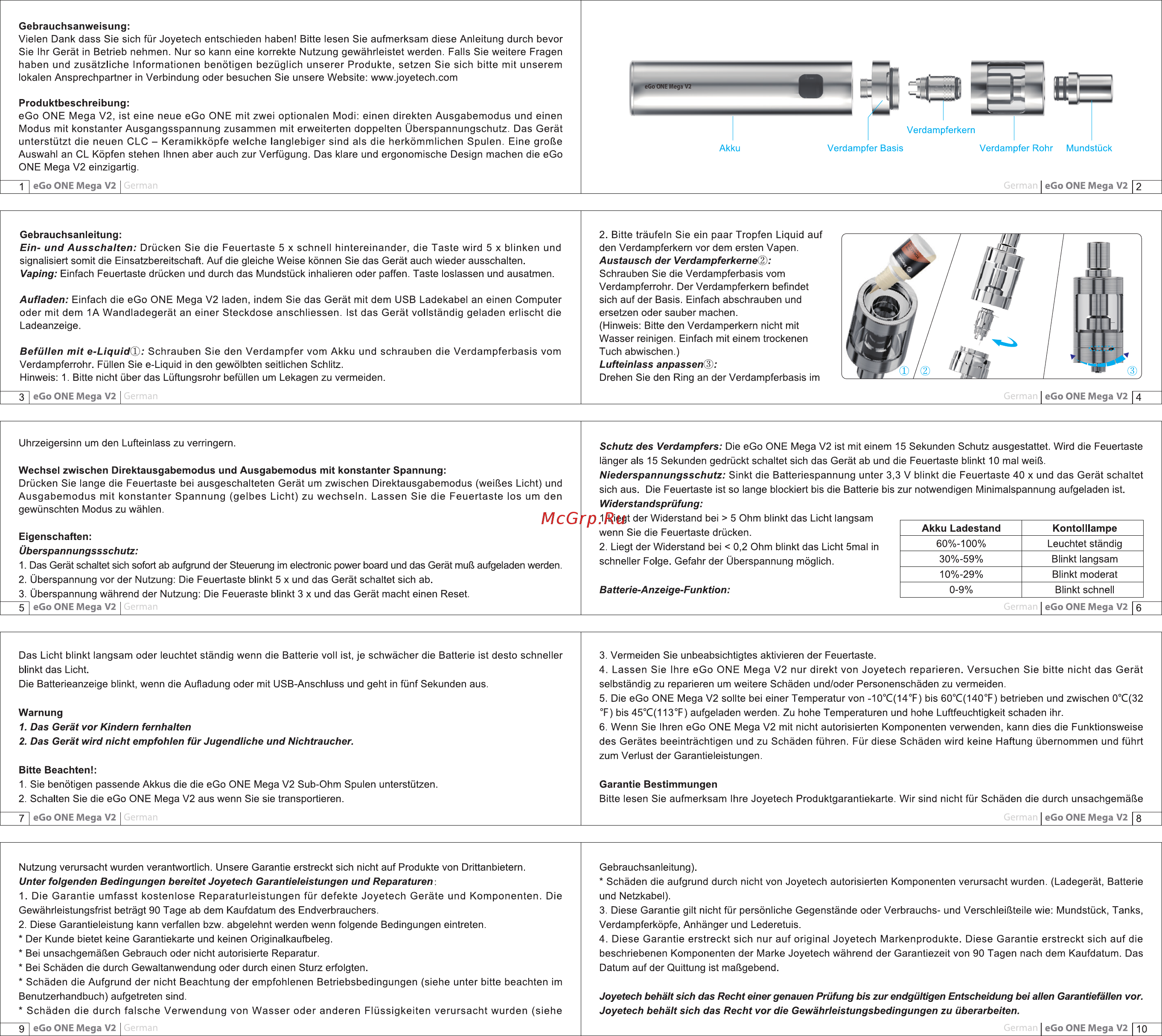 Joyetech eGo One Mega V2, 2300 mAh, 4 мл, черный Инструкция по эксплуатации онлайн [3/5] 254502