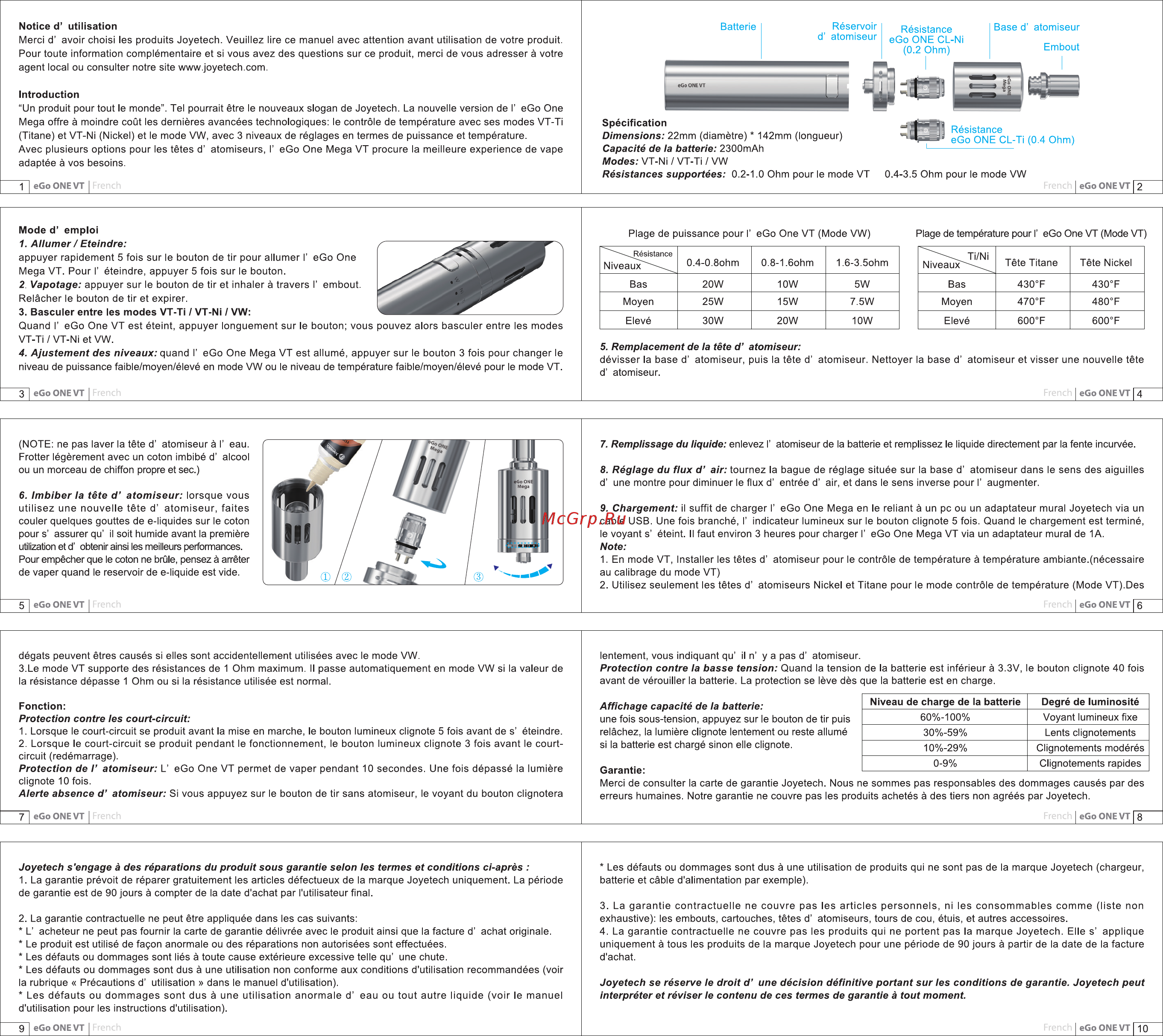 Joyetech eGo One VT, 2300 mAh, 4 мл, стальной Инструкция по эксплуатации онлайн [2/5] 254534