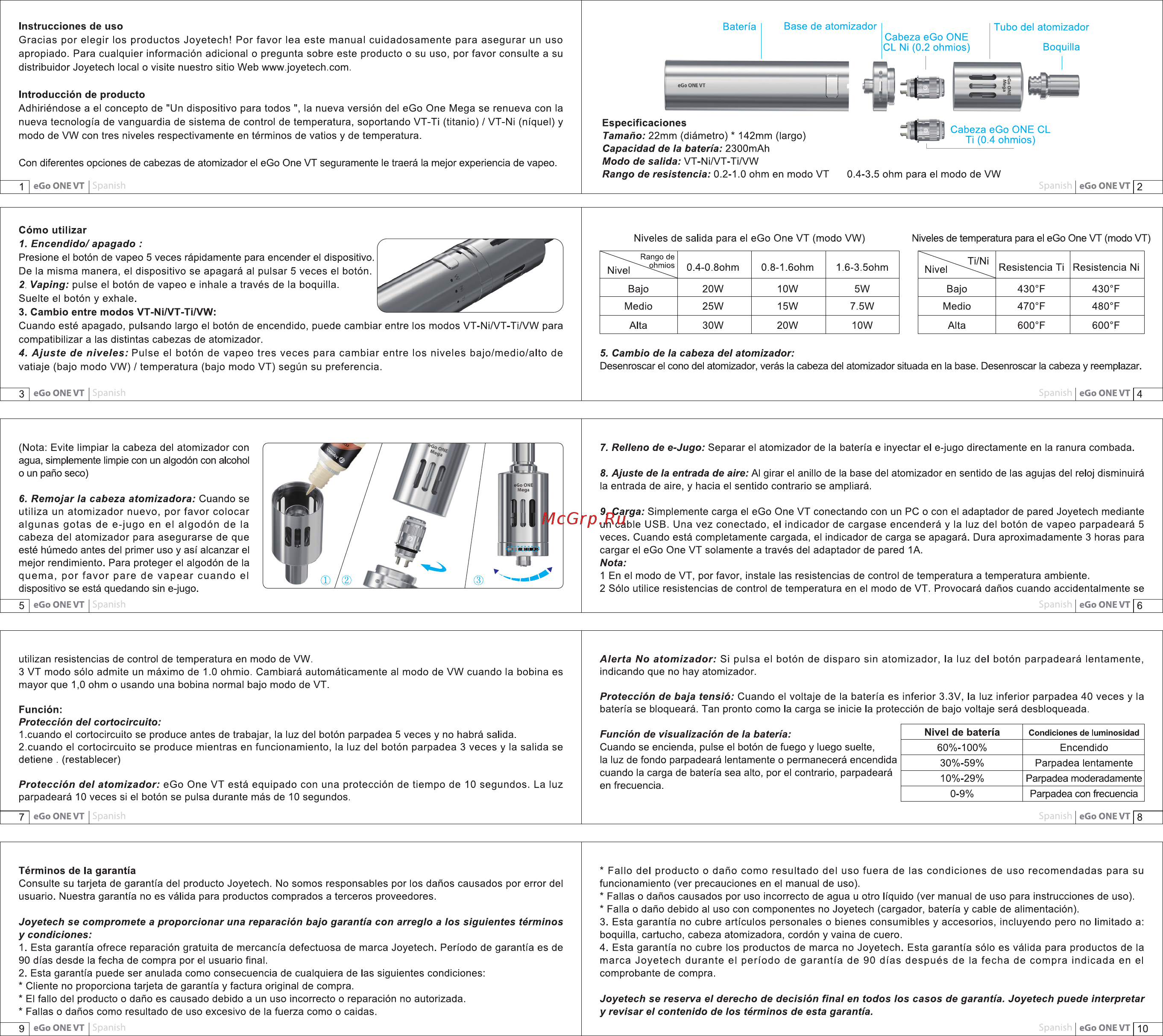 Joyetech eGo One VT, 2300 mAh, 4 мл, стальной Инструкция по эксплуатации онлайн [4/5] 254534