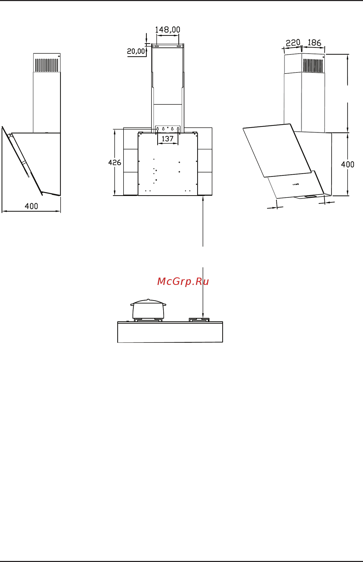 Korting KHC 65070 GW [5/14] Product assemly technical dimensions