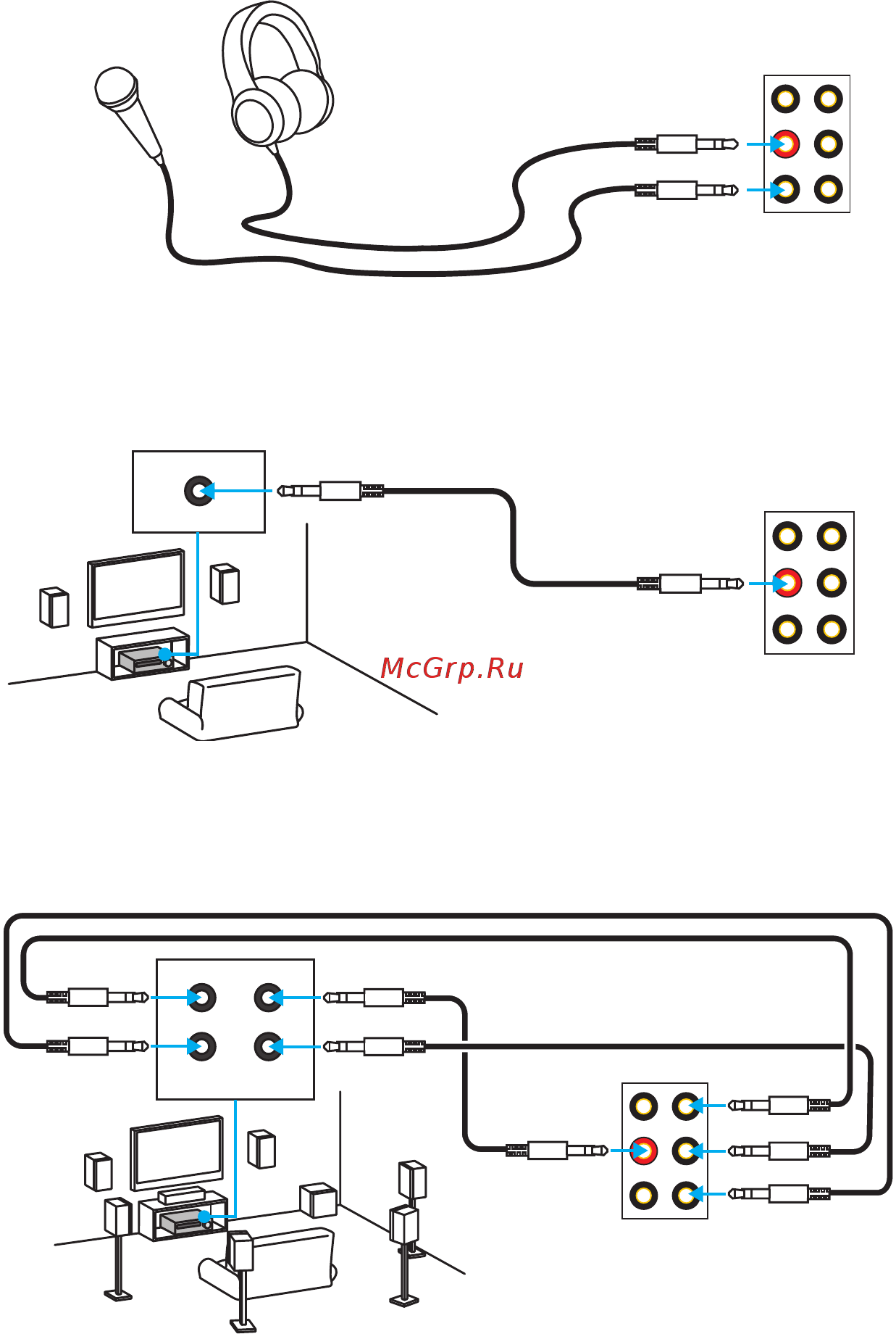 MSI B250M MORTAR [20/156] Audio jacks to 7 channel speakers diagram