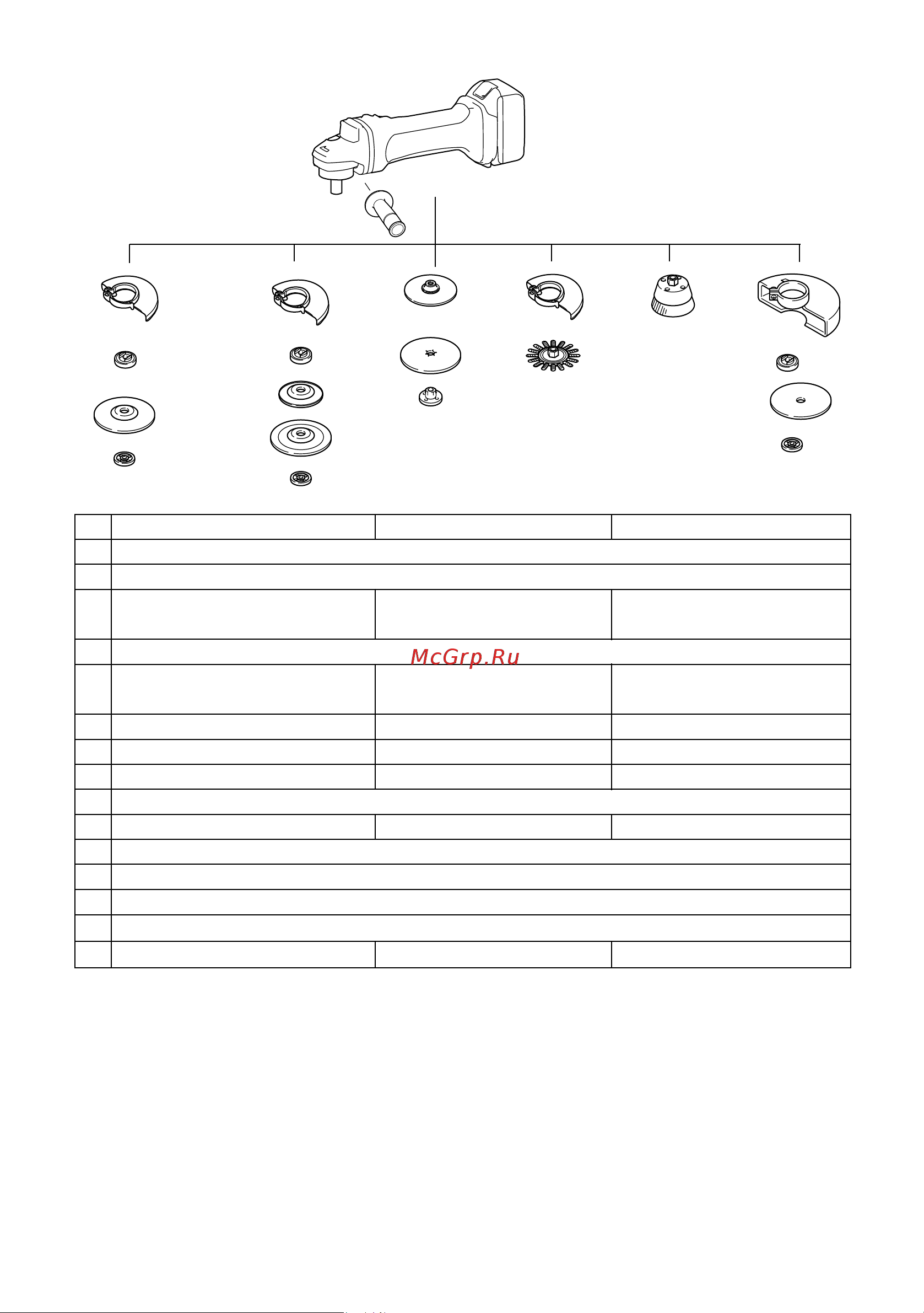 Makita DGA505RF [14/96] Some items in the list may be included in the tool package as standard accessories they may differ from country to country