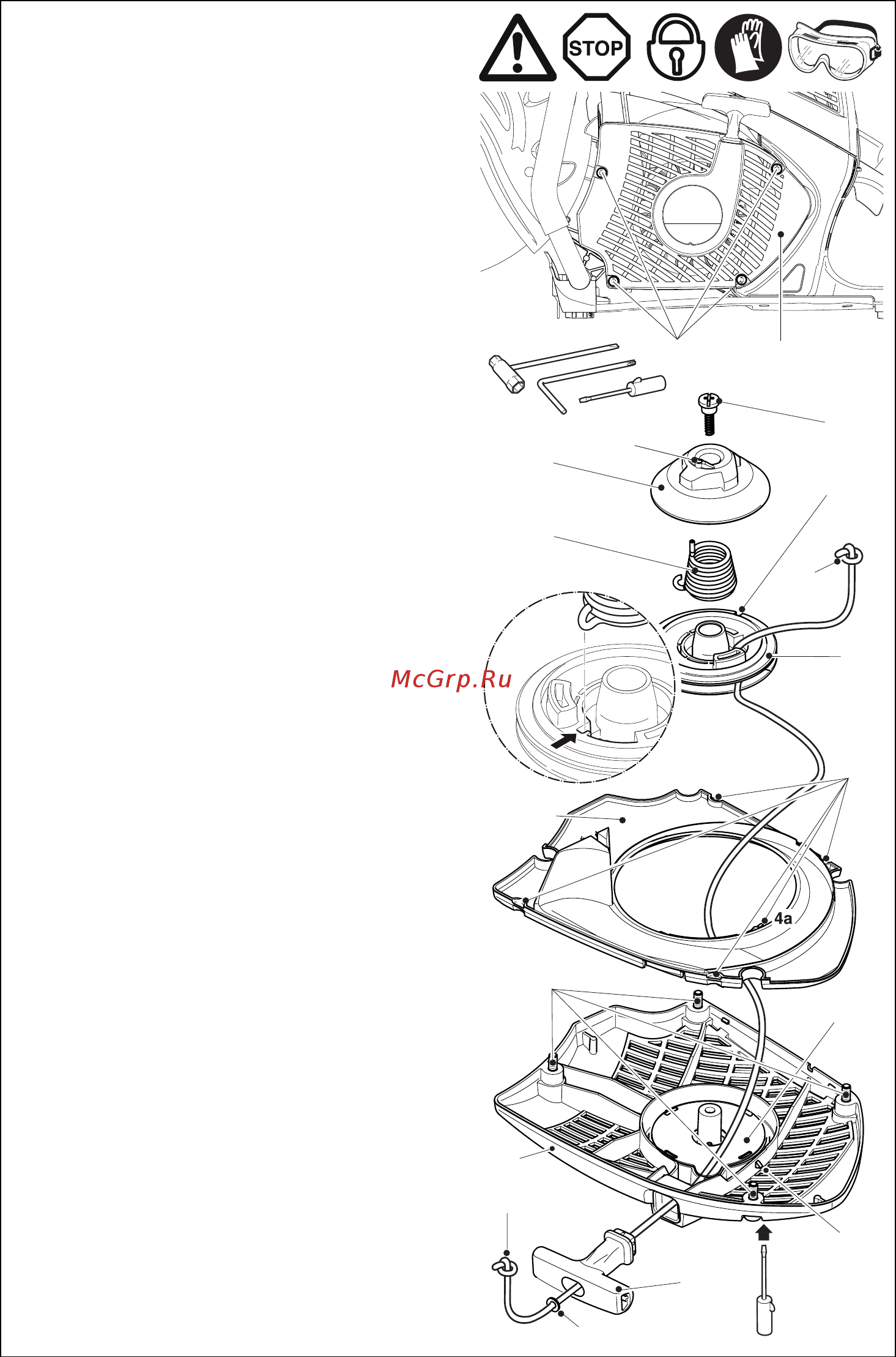 Makita EK6100 [21/28] Замена тросика запуска
