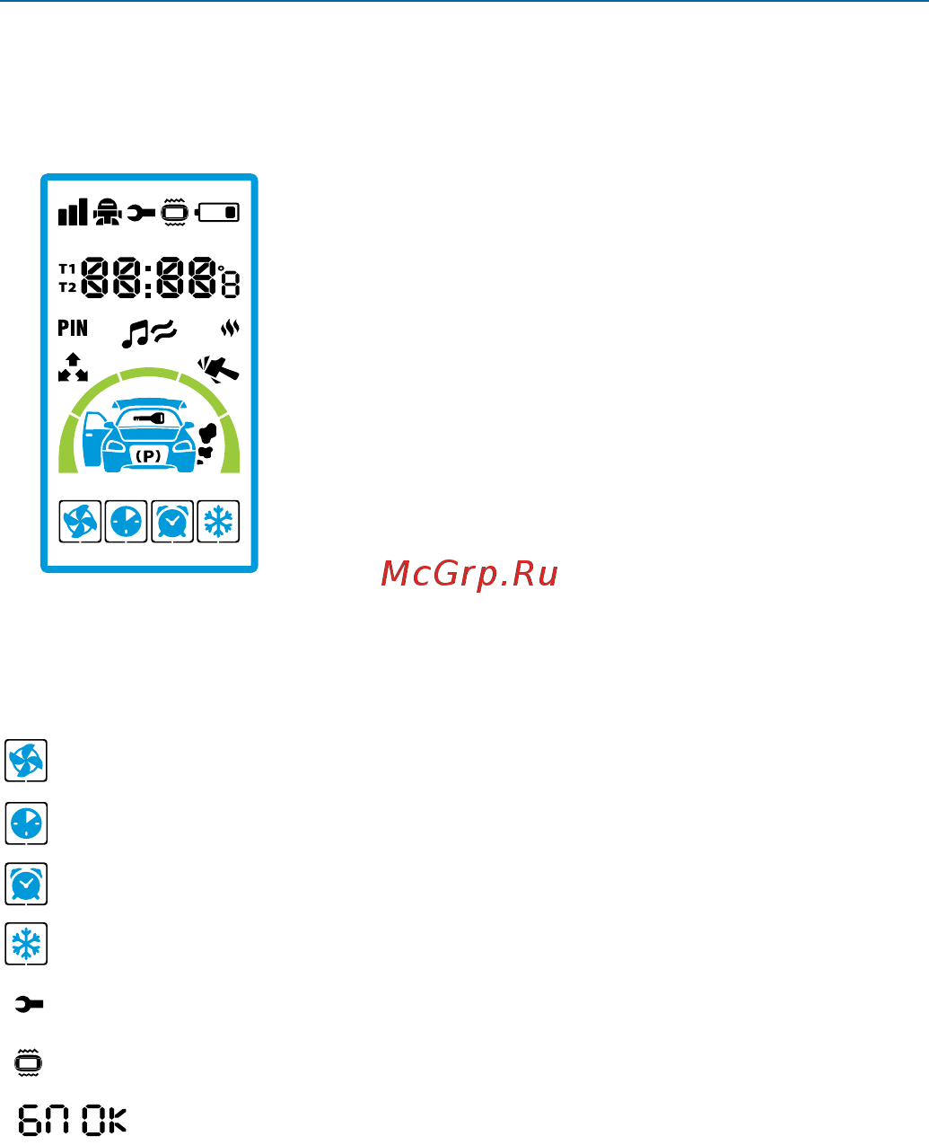 Starline E95 ВТ 2CAN+2LIN GSM [20/116] Жидкокристаллический дисплей брелка