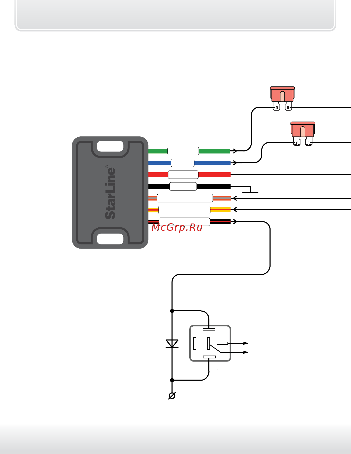 Starline A95 BT 2CAN+2LIN [52/205] Схема подключения кодового реле starline r3 к starline d95 b95 е95 a95 b65 е65 a65