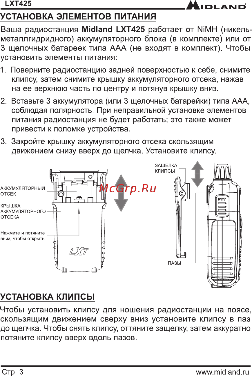 Midland LXT-425 Инструкция по эксплуатации онлайн [4/15] 257518