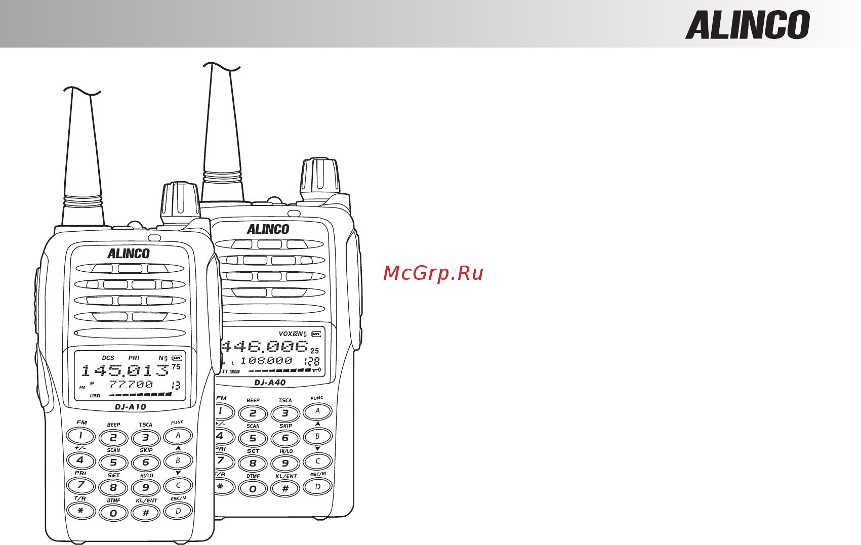 Alinco DJ-A10 Инструкция по эксплуатации онлайн